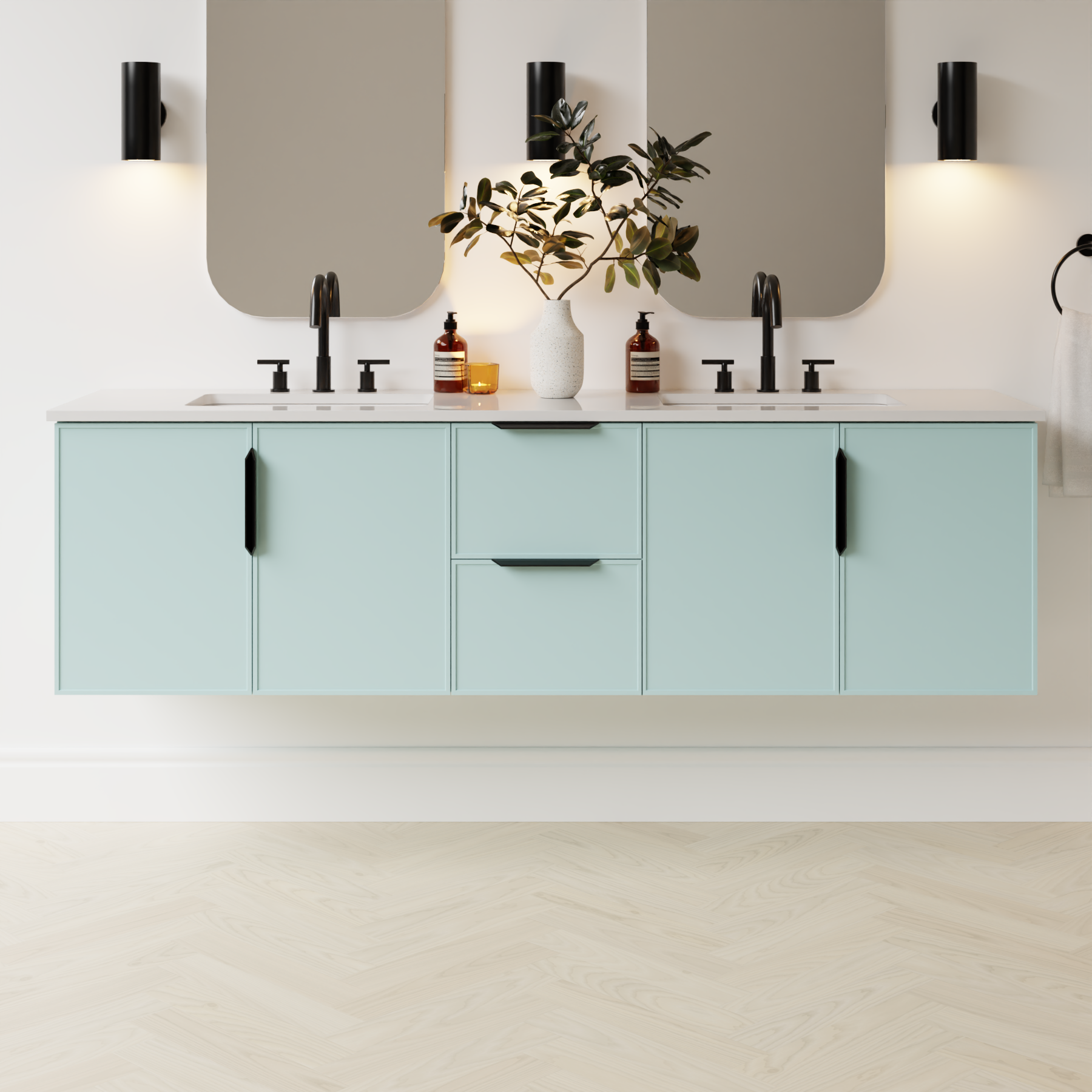 duck egg blue satin paint vanity