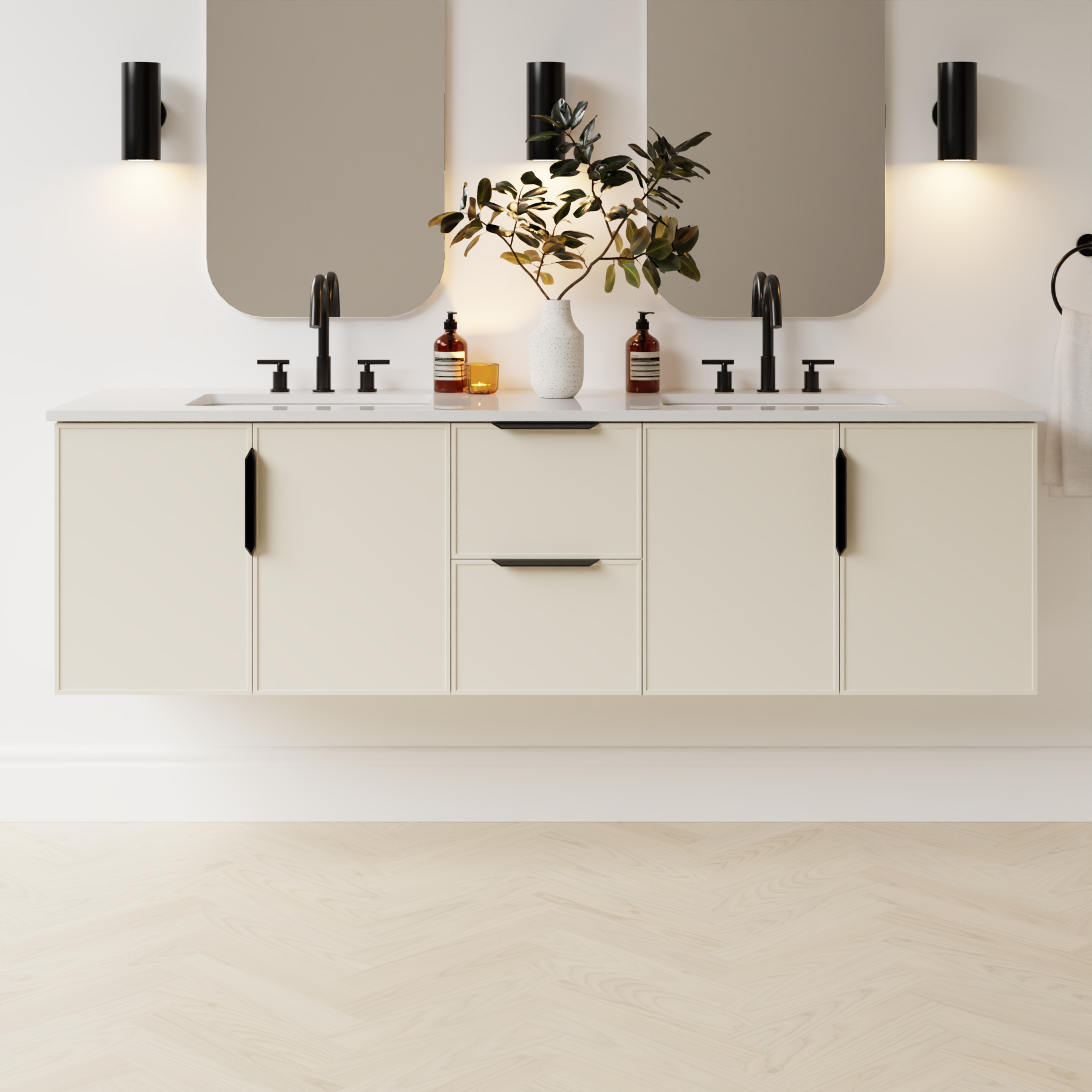 grey beige satin paint vanity