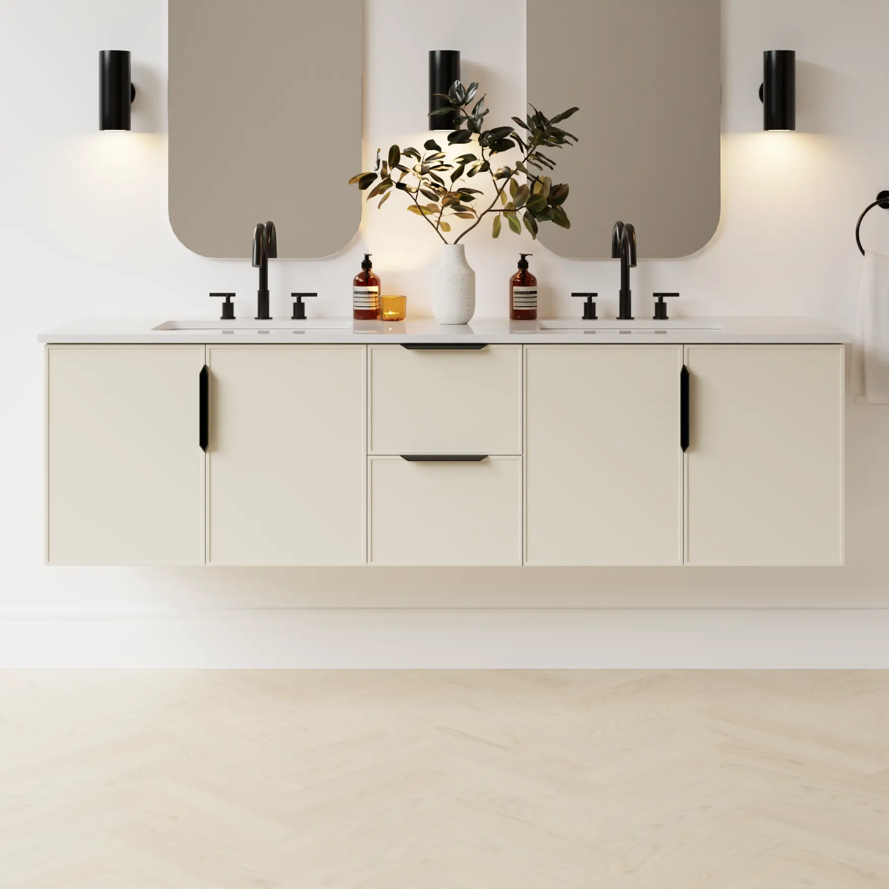 grey beige satin paint vanity