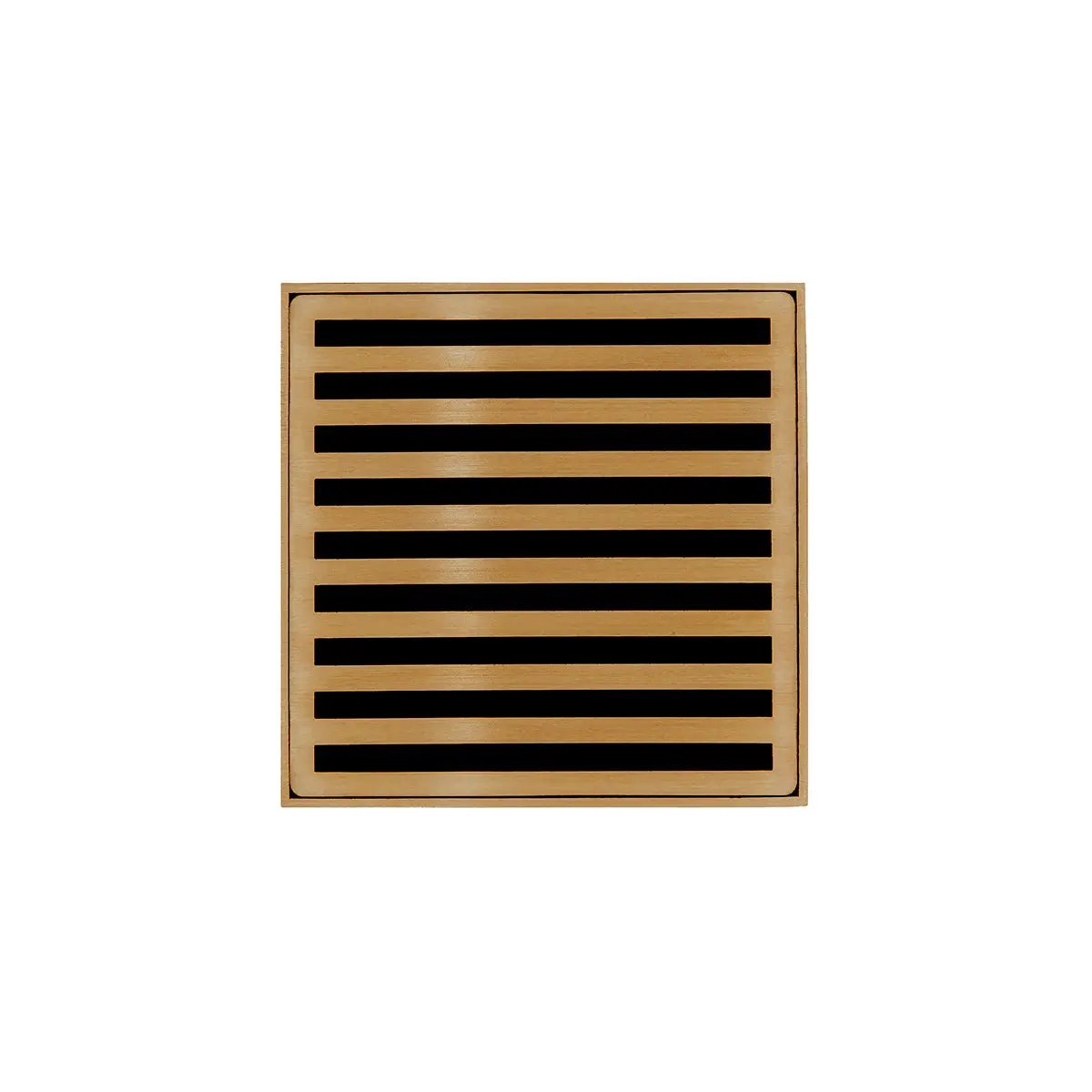 Infinity Drain 4" x 4" ND 4 Complete Kit with Lines Pattern Decorative Plate with Cast Iron Drain Body, 2" Outlet by Infinity Drain