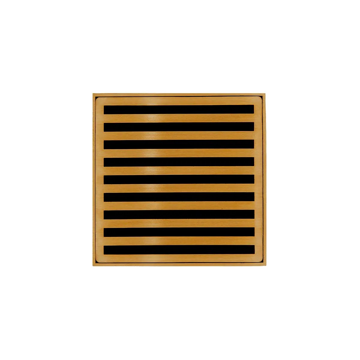 Infinity Drain 4" x 4" ND 4 Complete Kit with Lines Pattern Decorative Plate with Cast Iron Drain Body, 2" Outlet by Infinity Drain
