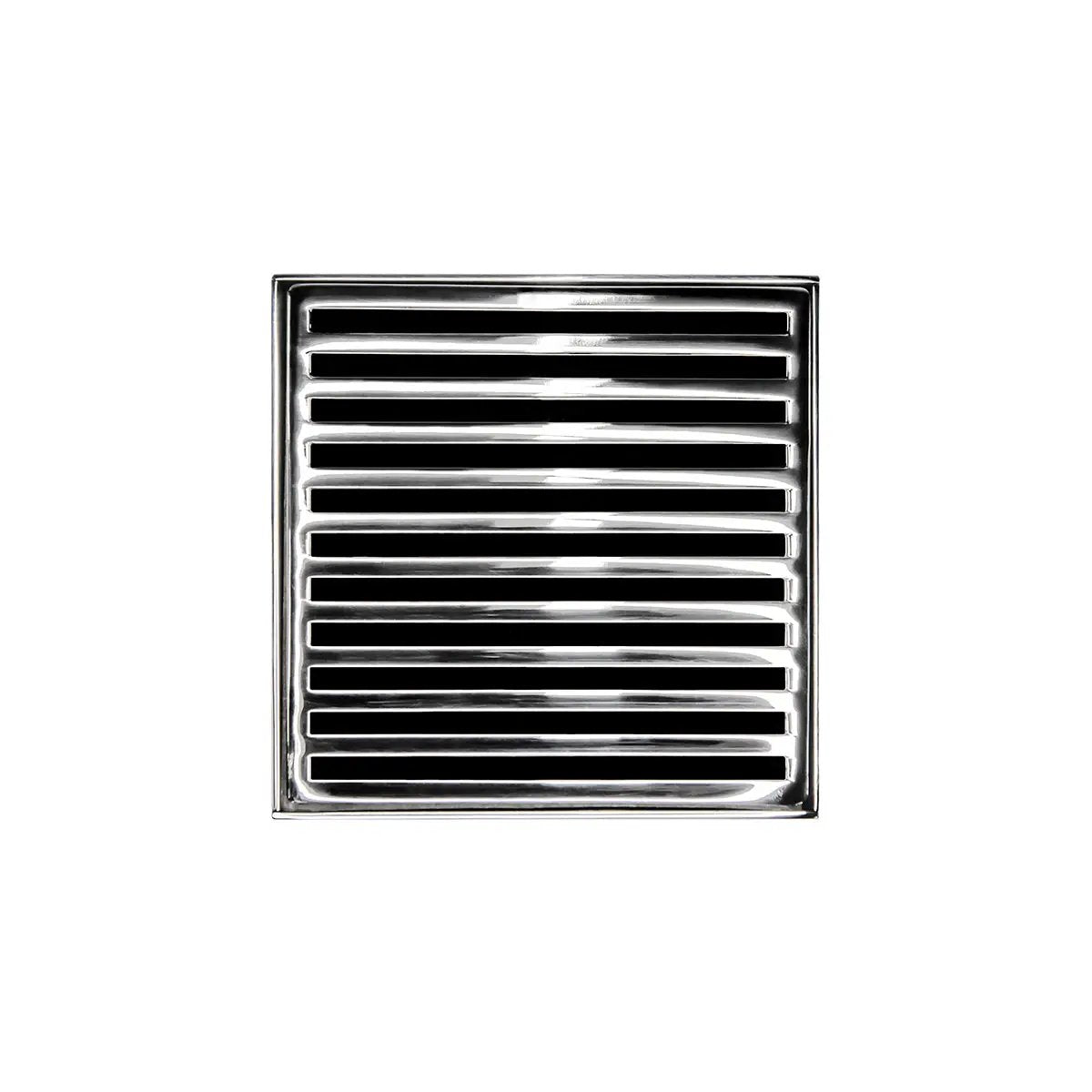 Infinity Drain 5" x 5" NDB 5 Complete Kit with Lines Pattern Decorative Plate with Stainless Steel Bonded Flange Drain Body, 2" No Hub Outlet by Infinity Drain