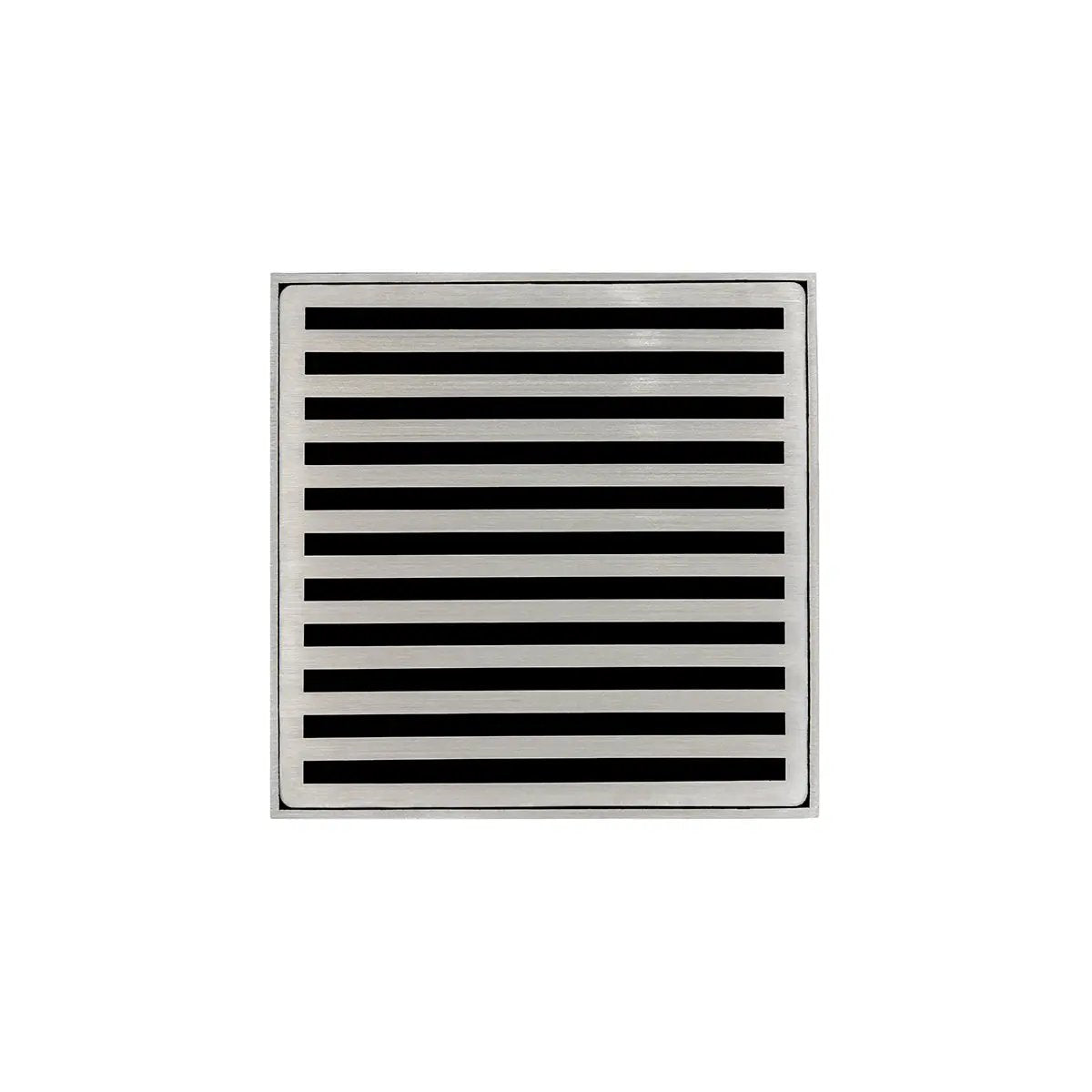 Infinity Drain 5" x 5" NDB 5 Complete Kit with Lines Pattern Decorative Plate with Stainless Steel Bonded Flange Drain Body, 2" No Hub Outlet by Infinity Drain