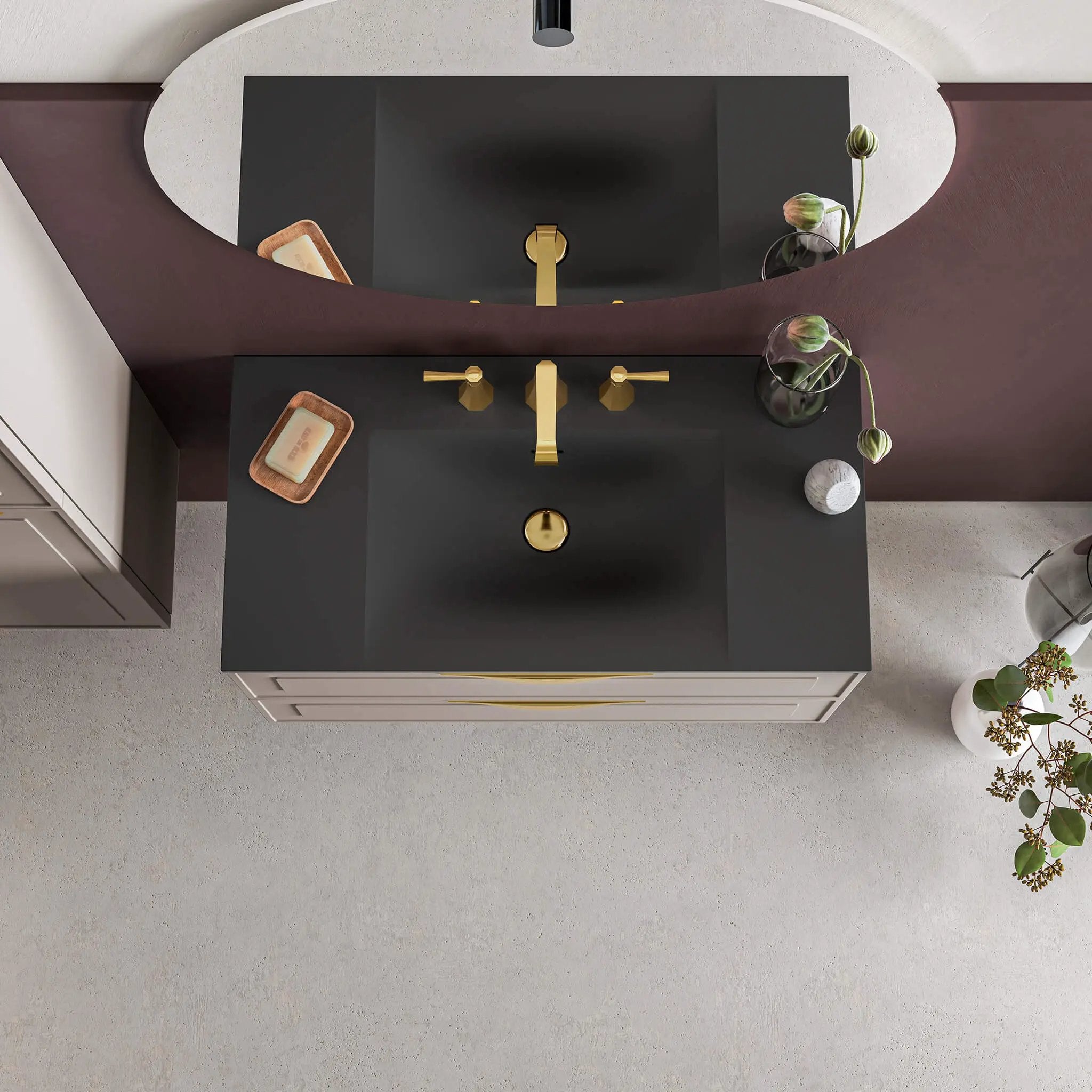 black matte vanity top