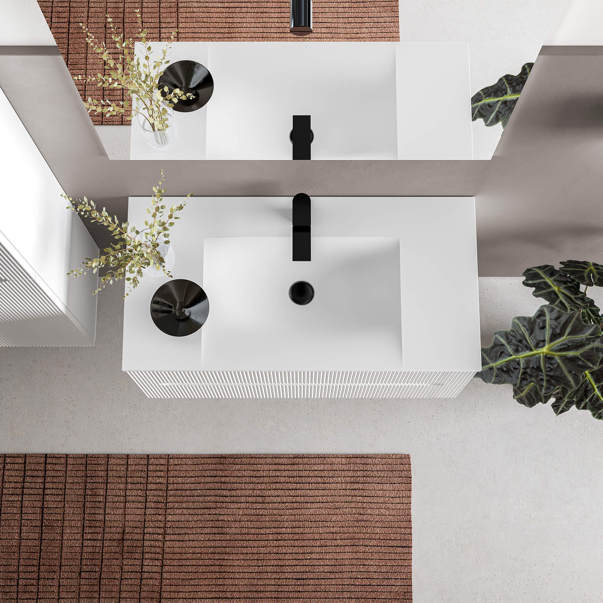 white matte vanity top