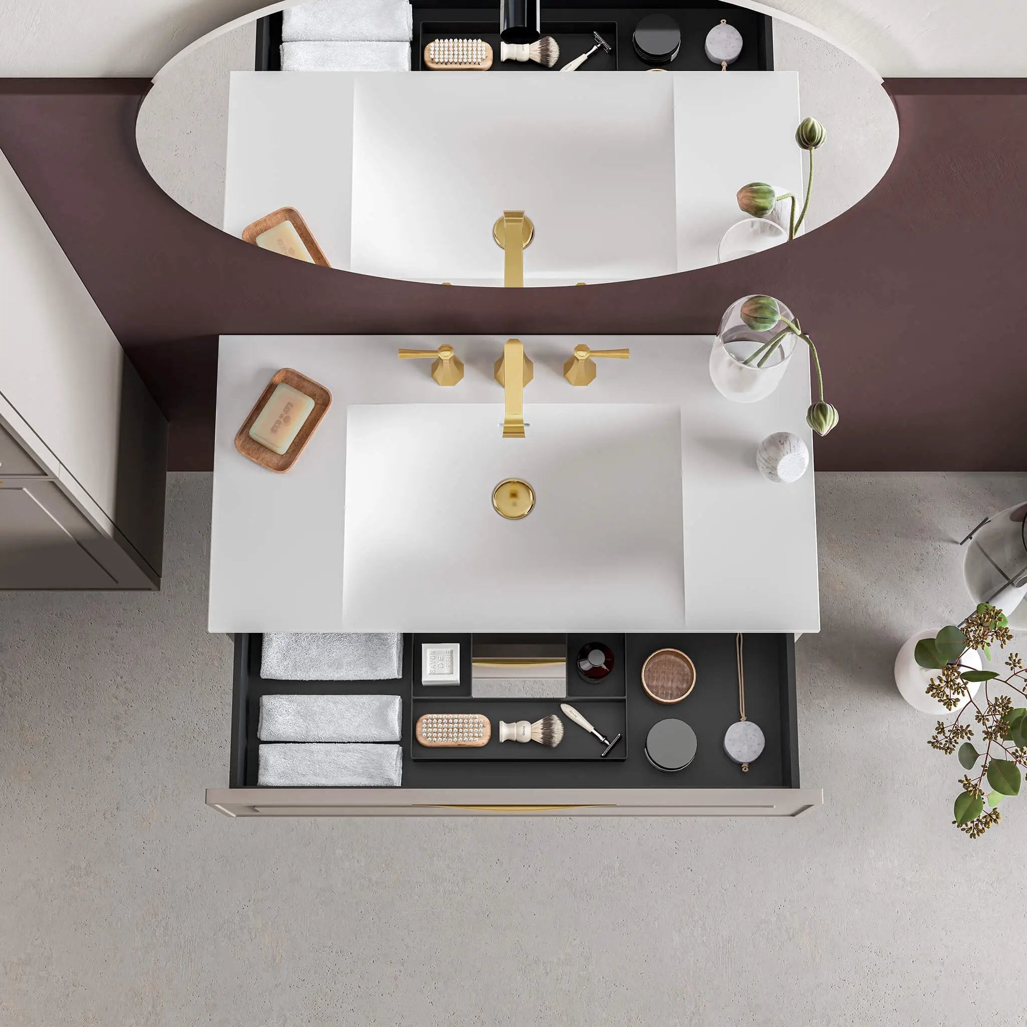 white matte vanity