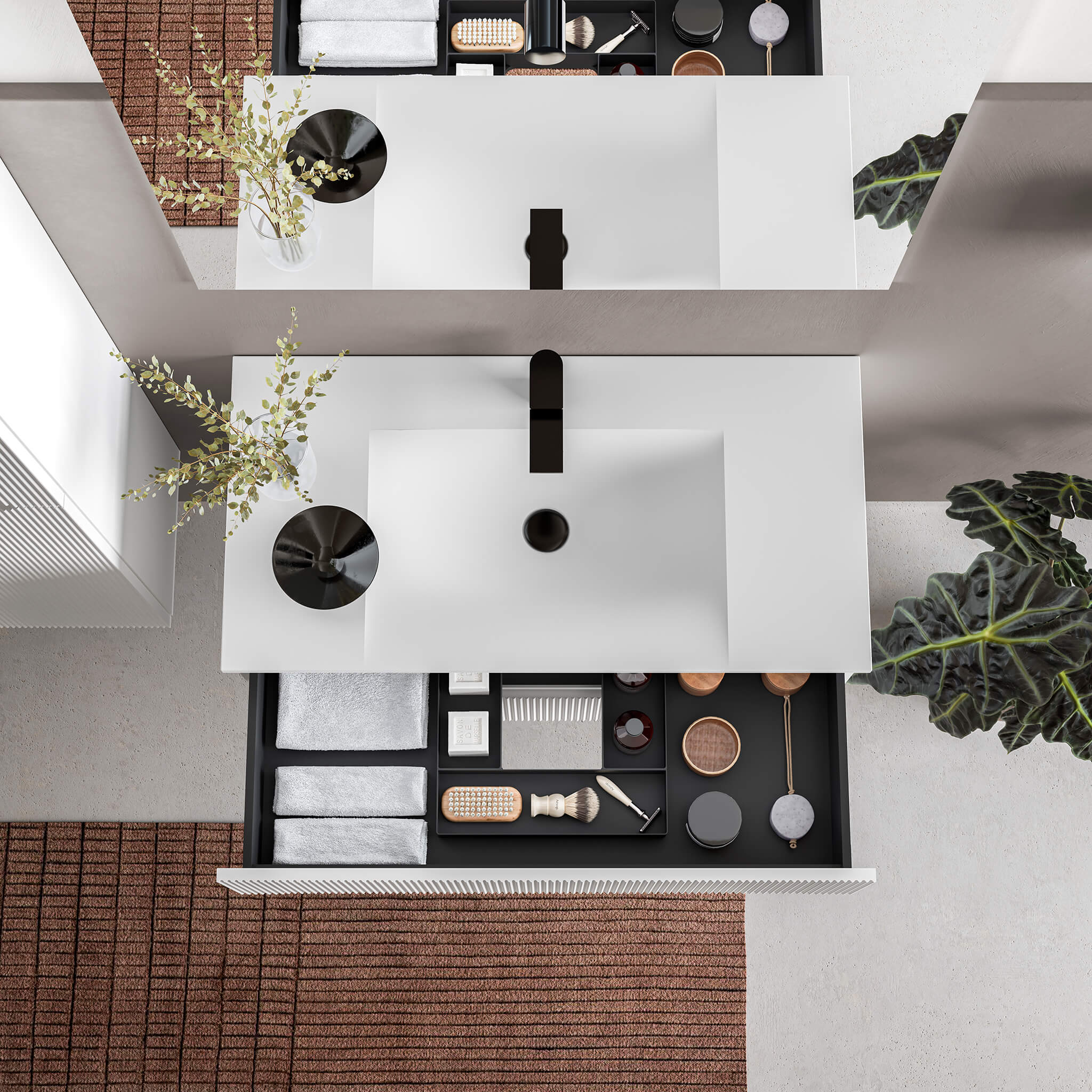 white matte vanity