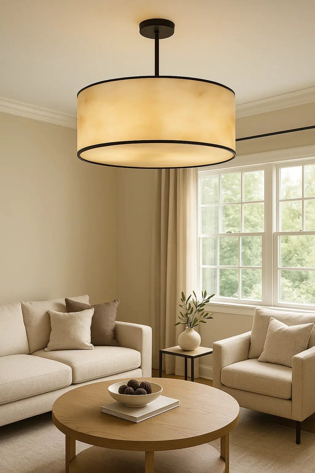 matte black/faux alabaster pendant light