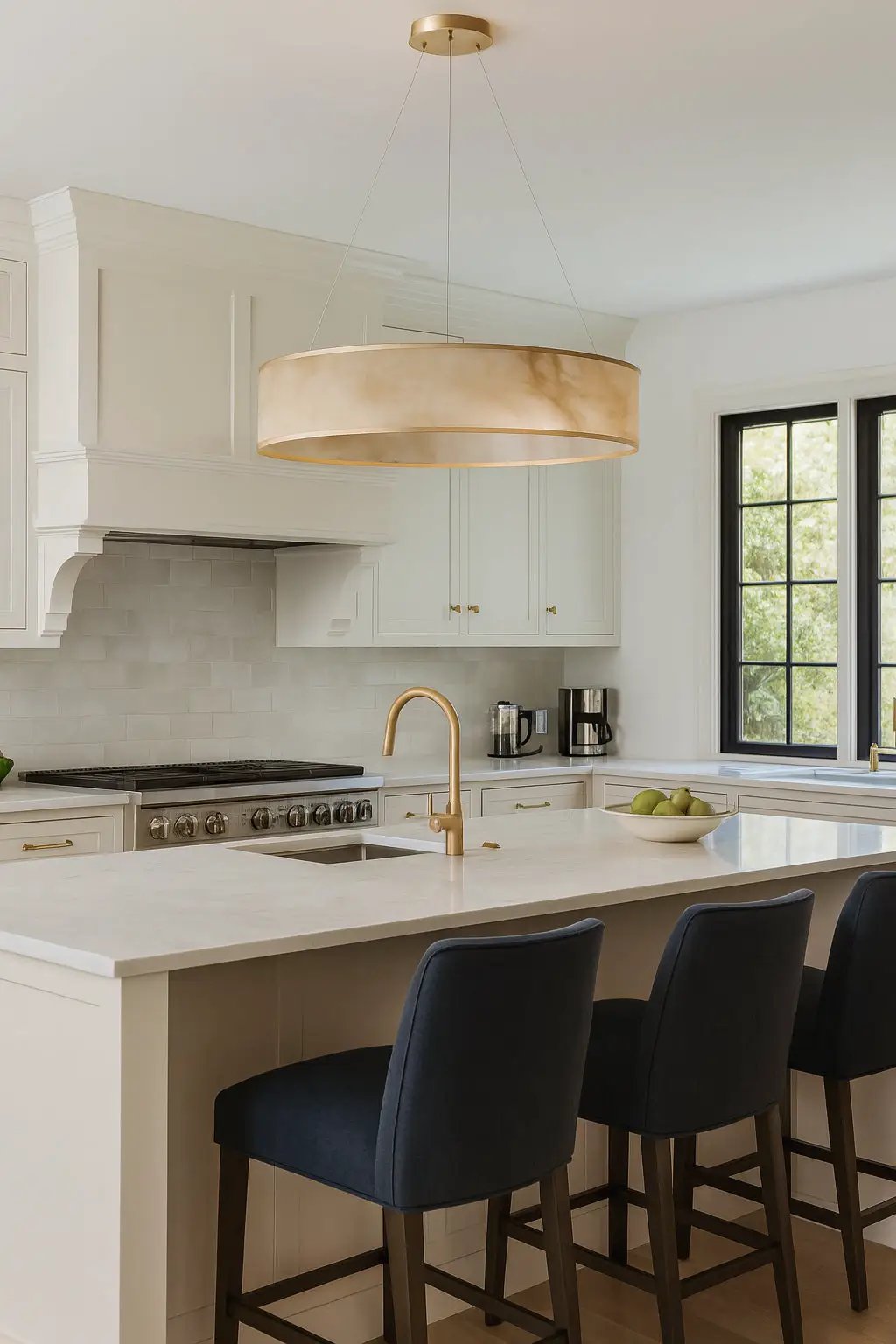 aged brass/faux alabaster flush mount
