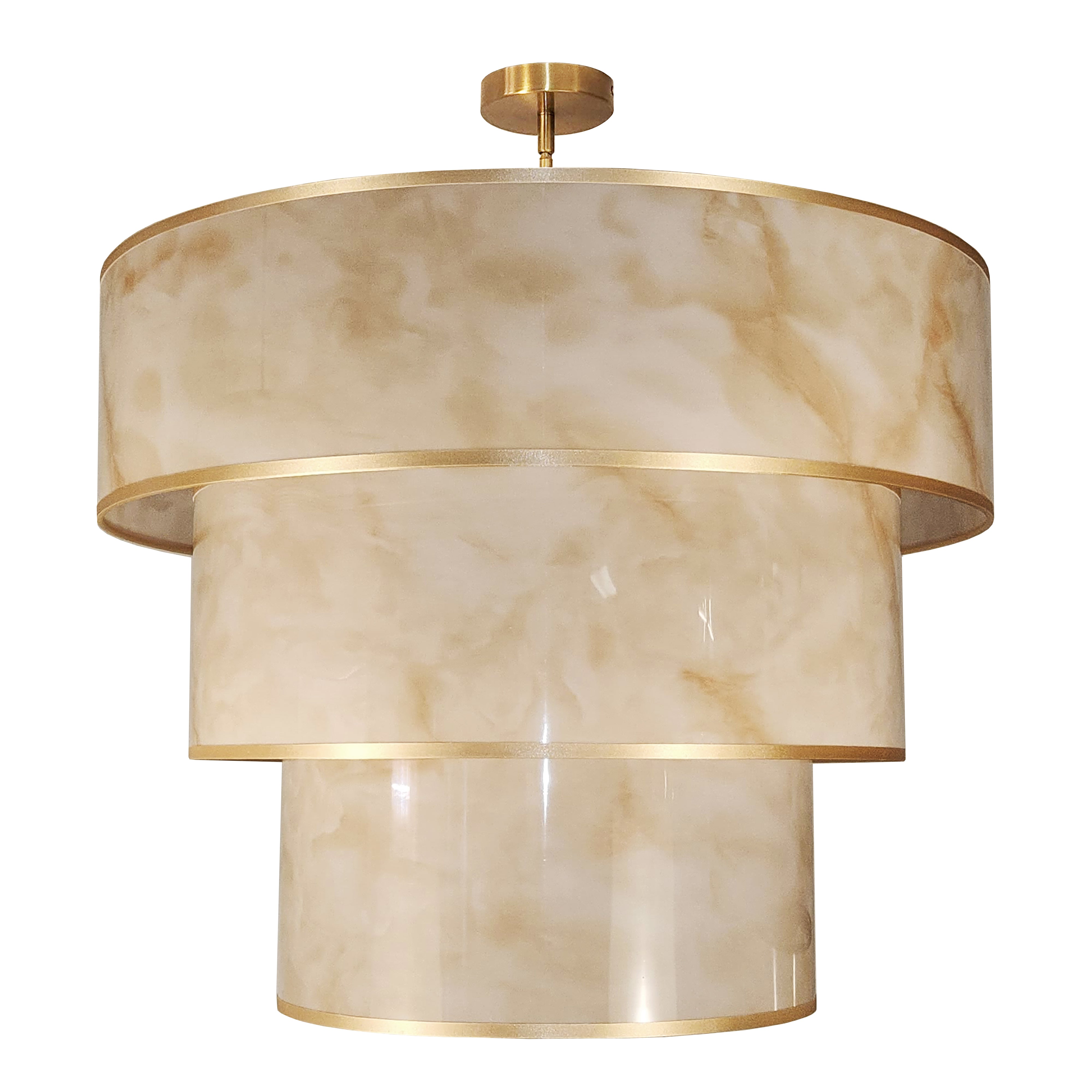 aged brass/faux alabaster pendant light