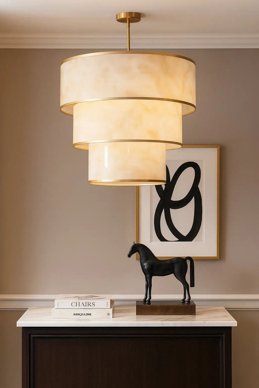 aged brass/faux alabaster pendant light