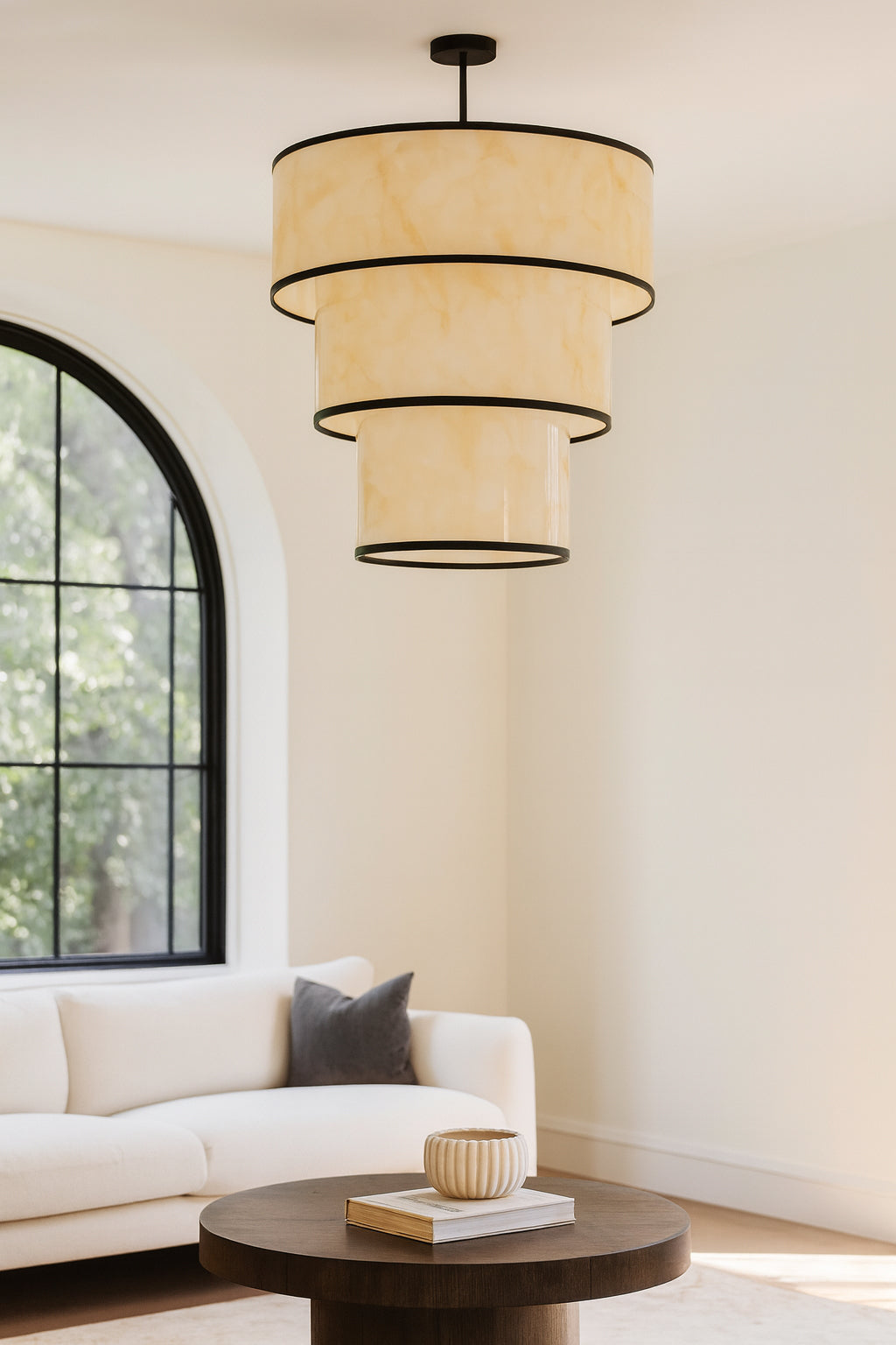 matte black/faux alabaster pendant light