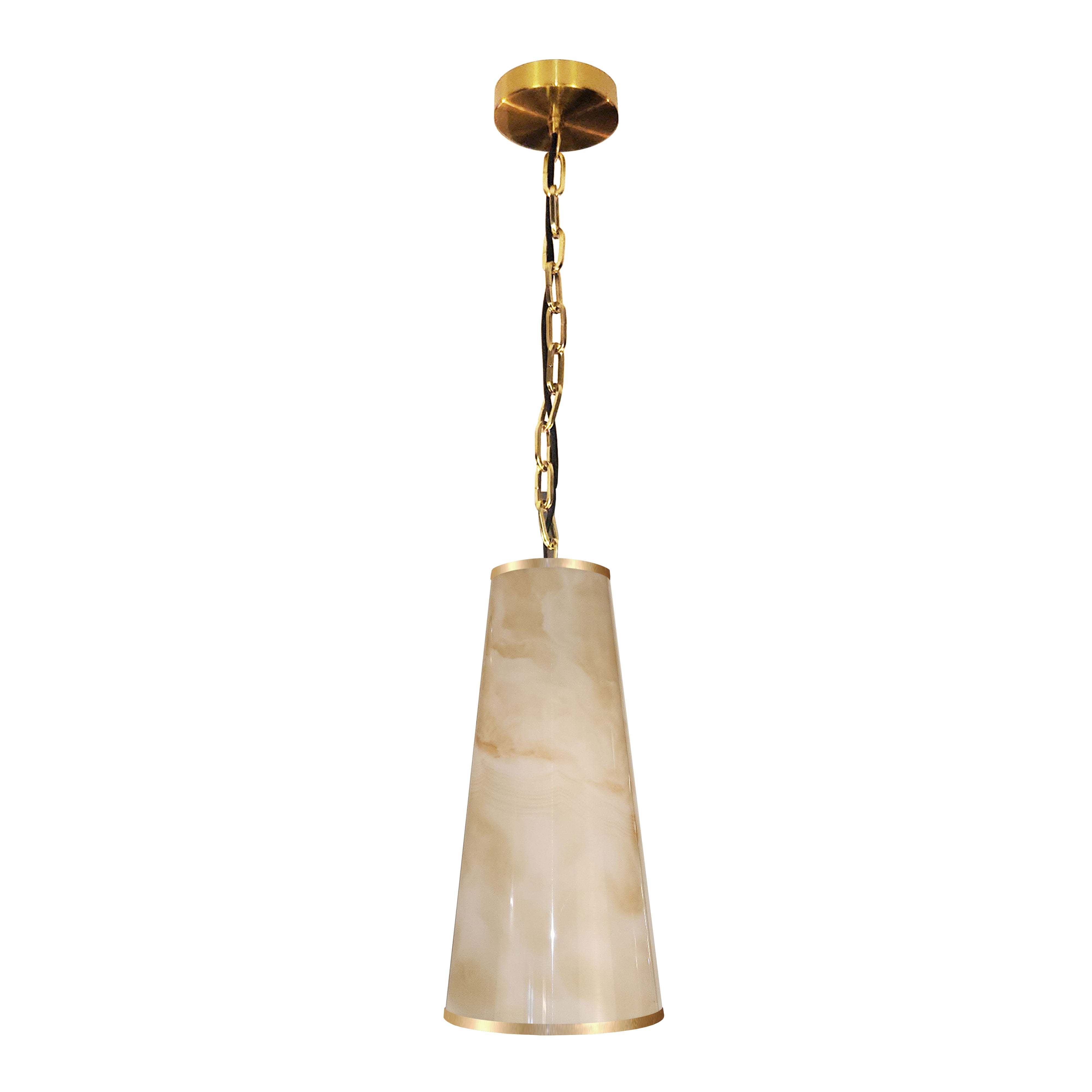 aged brass/faux alabaster pendant light