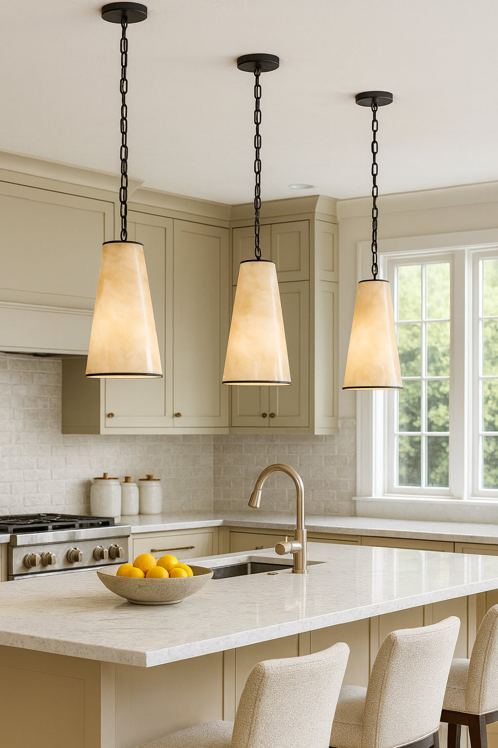 matte black/faux alabaster pendant light