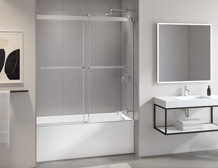 brushed nickel shower door
