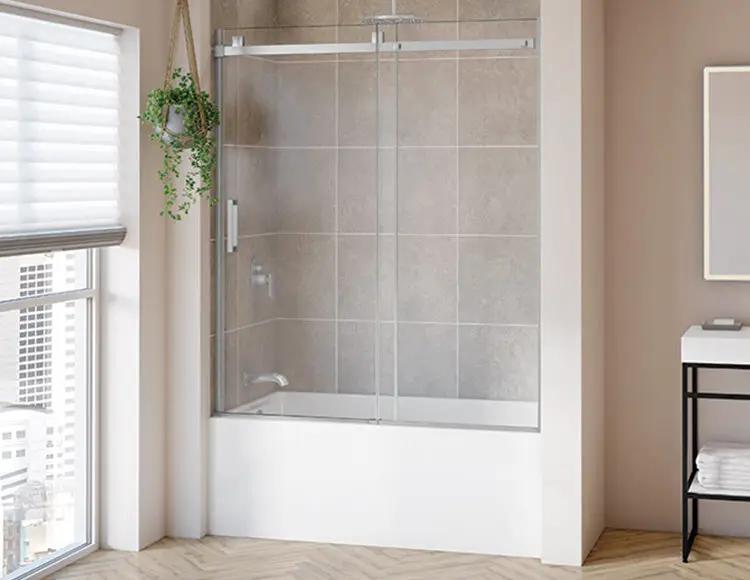brushed nickel tub enclosure