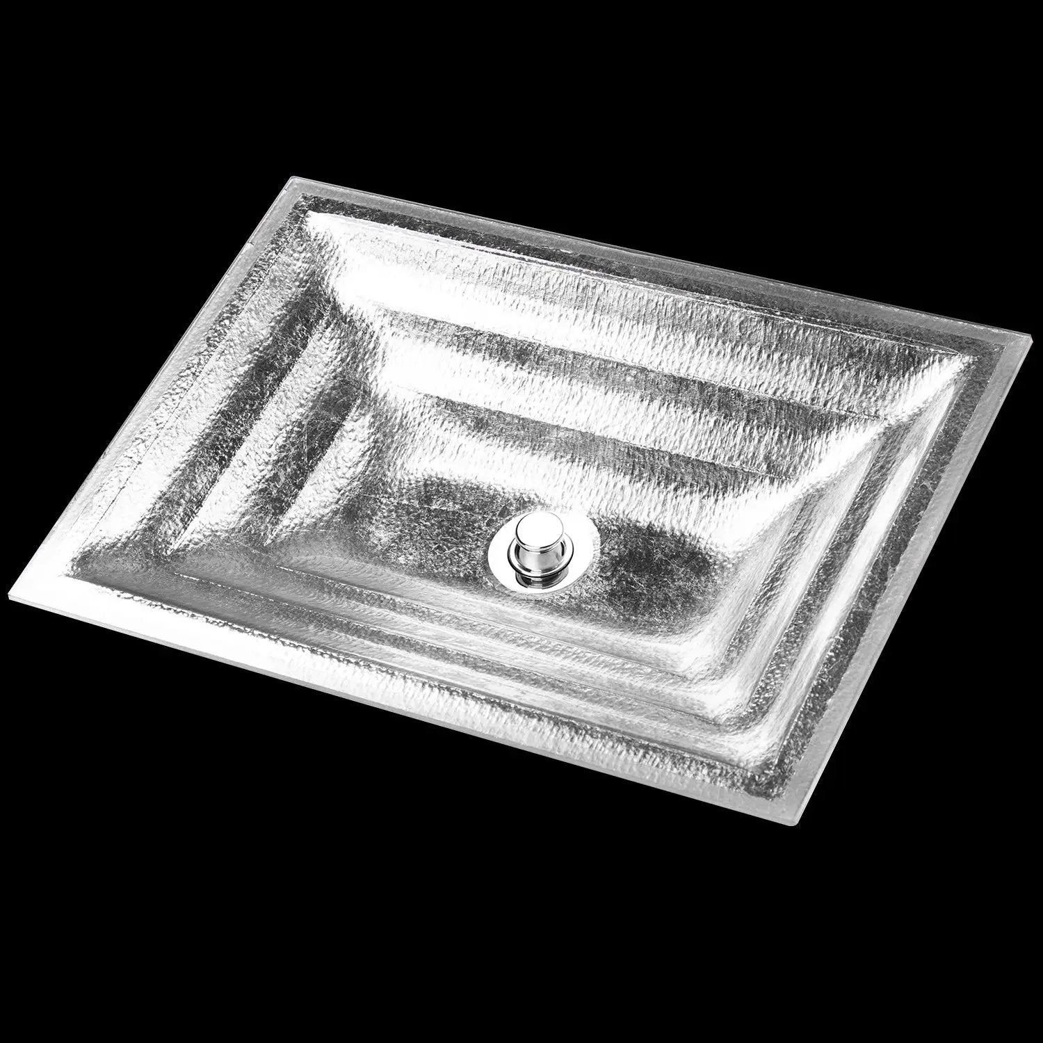 Linkasink Solid Eglomise Metal Leaf Artisan Glass Undermount Sink by Linkasink
