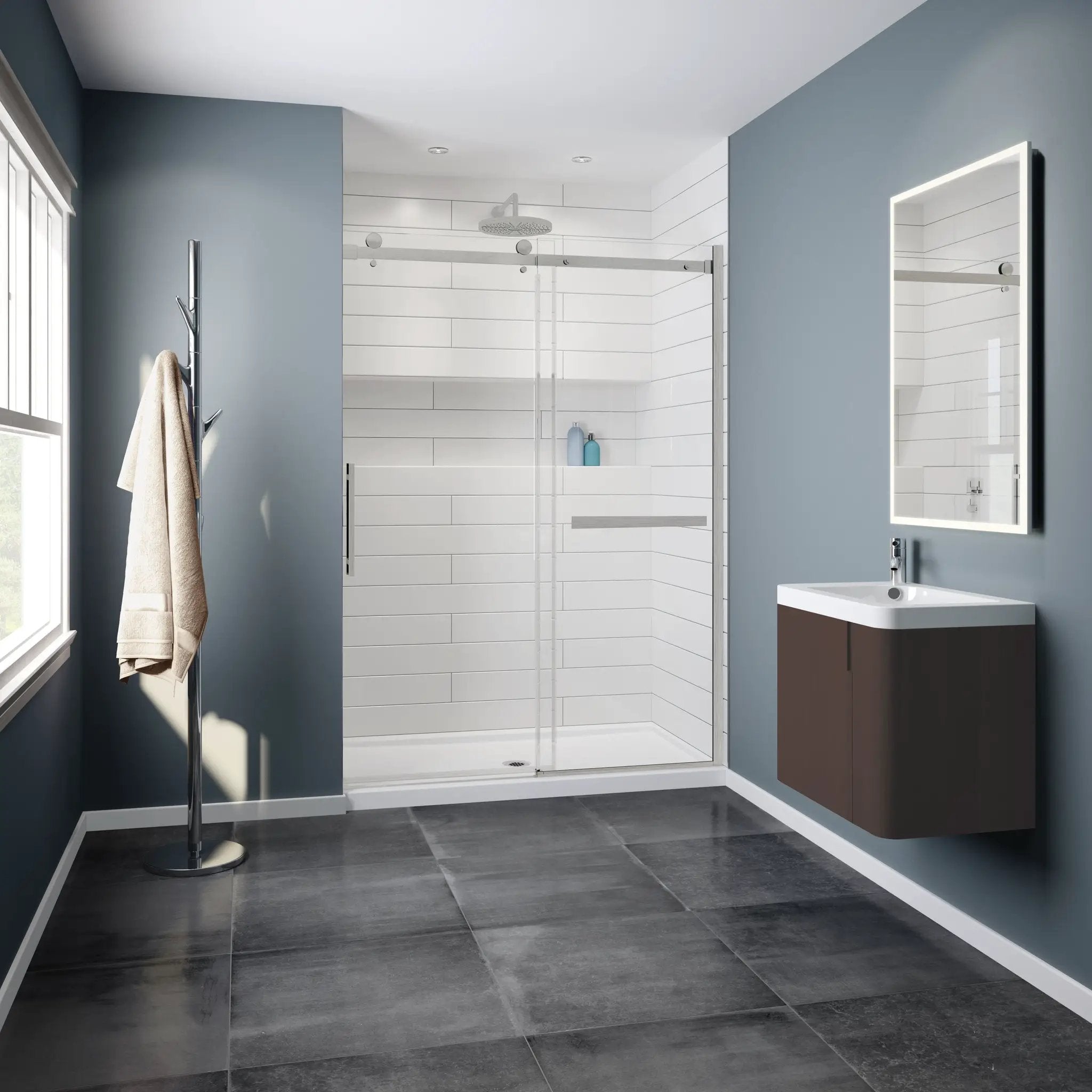 brushed nickel shower door