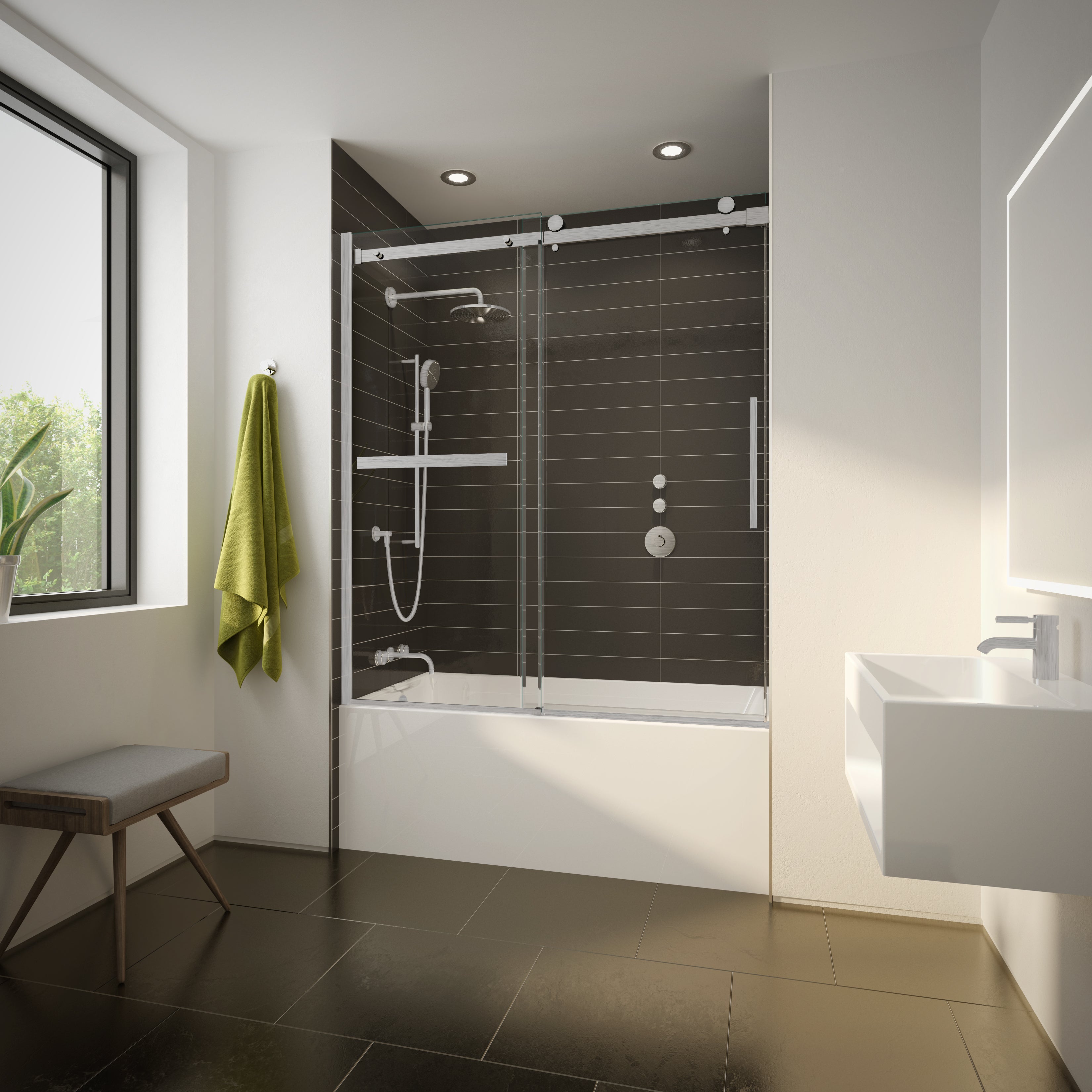 brushed nickel tub enclosure