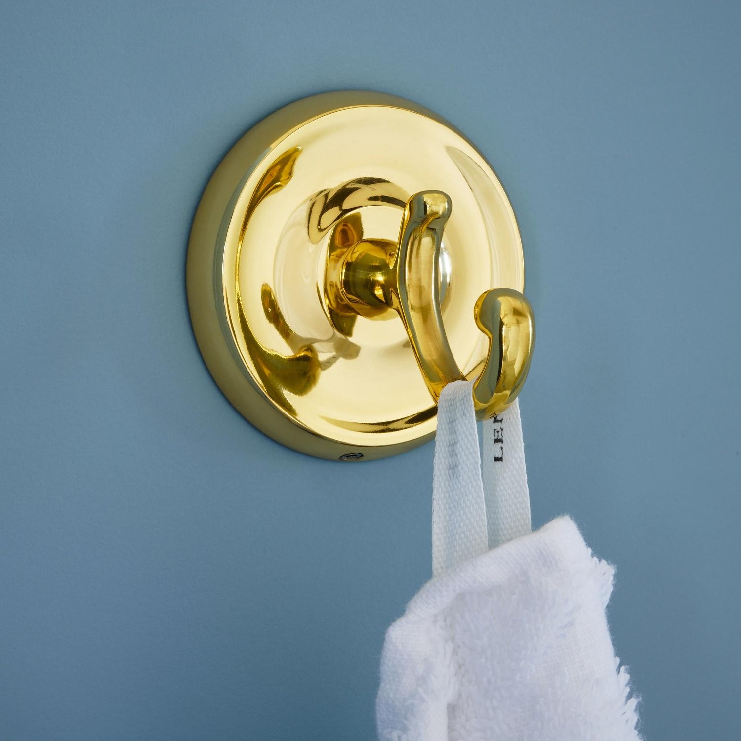 polished brass towel hook