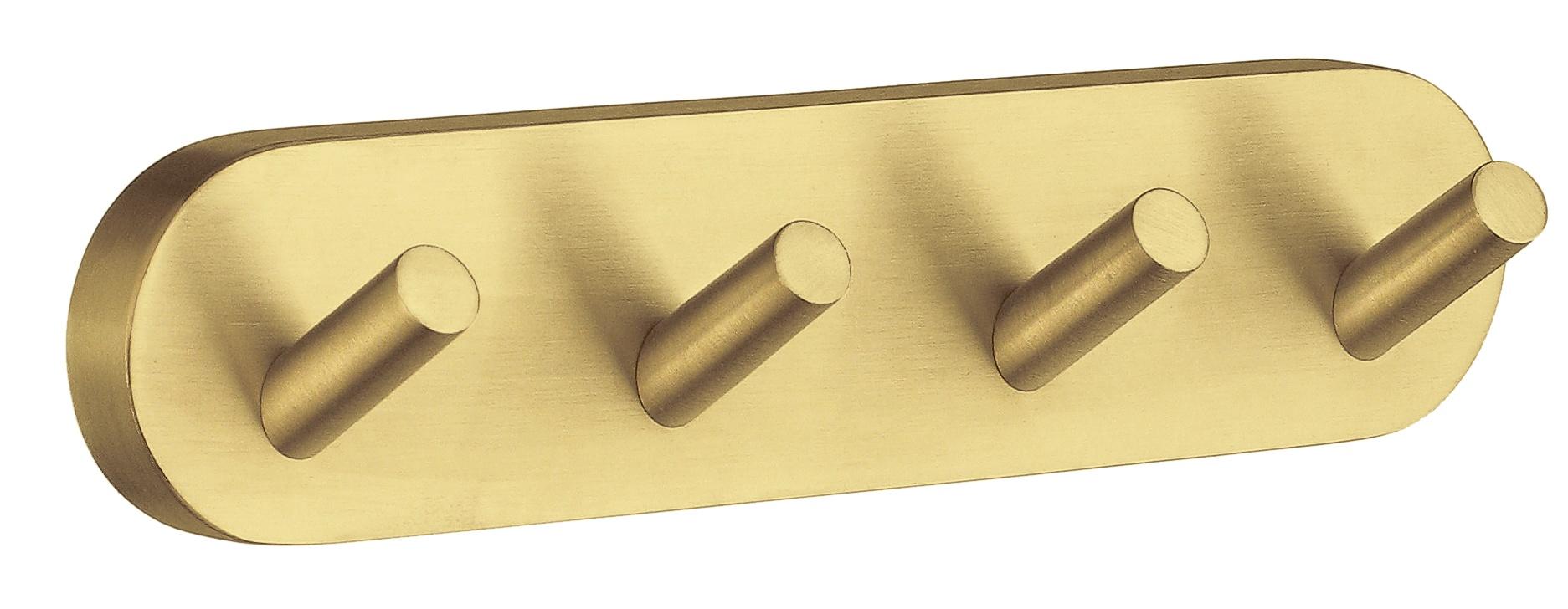 brushed brass quadruple hook