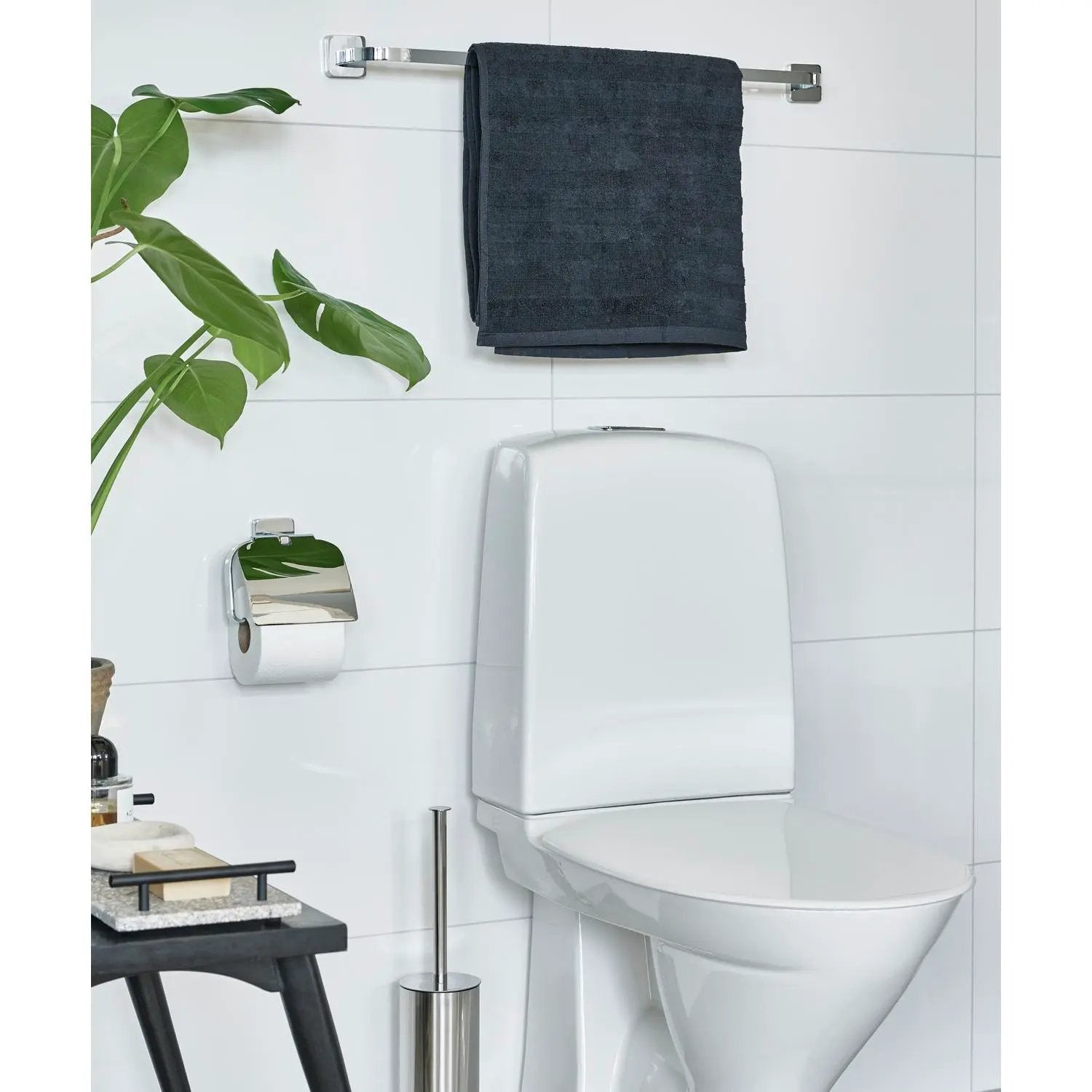 polished chrome toilet roll holder