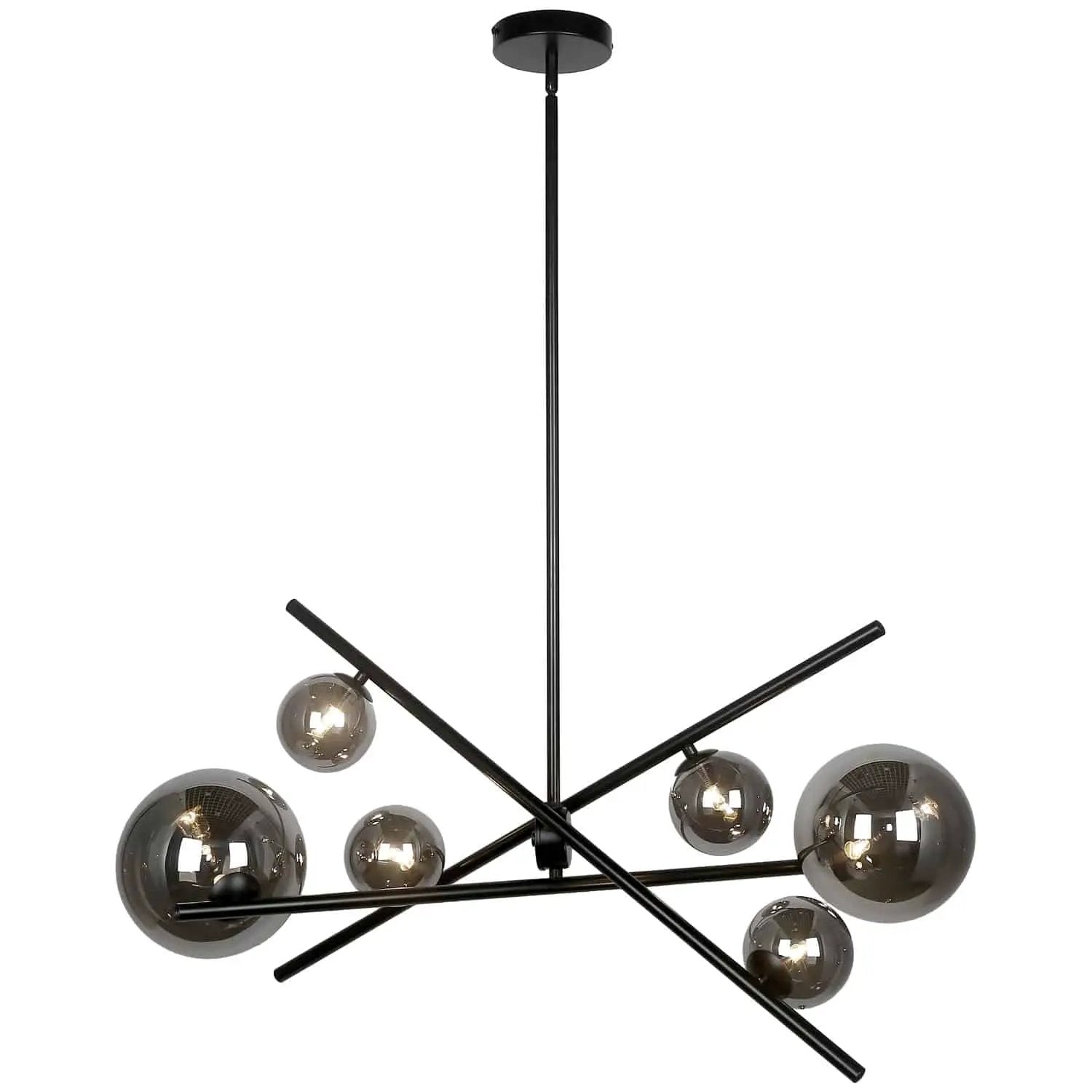 matte black with smoked glass pendants