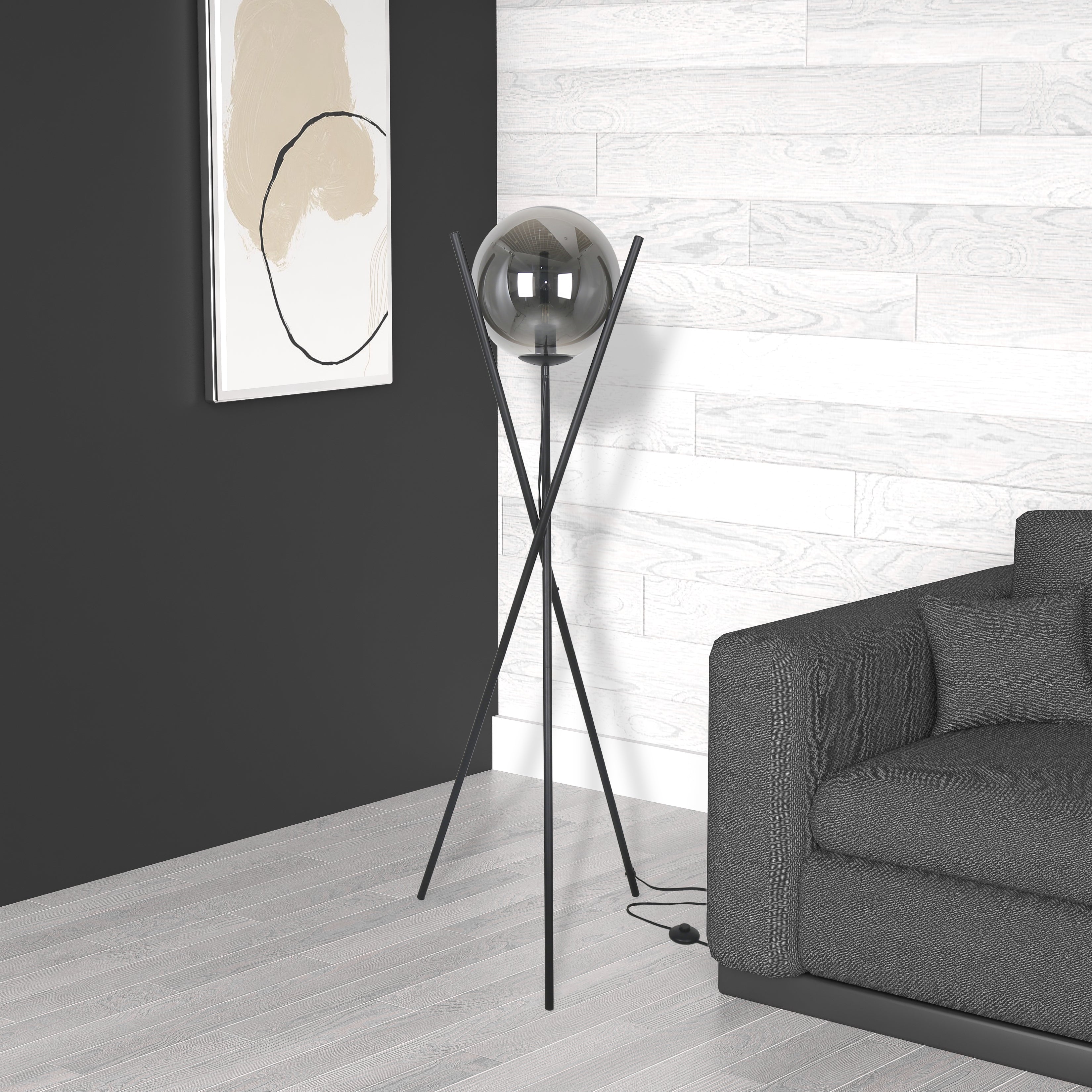 matte black with smoked glass floor lamp
