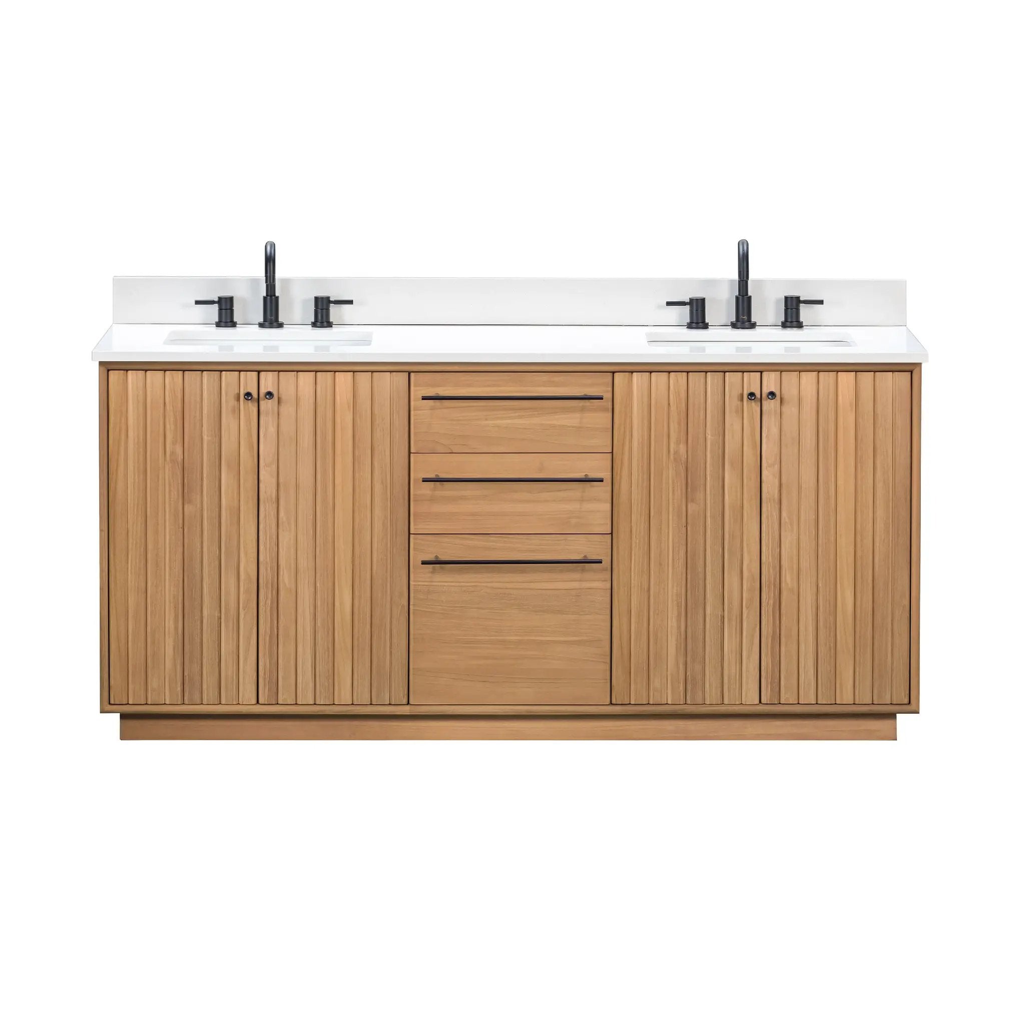 Avanity Parker 73 in. Double Sink Bathroom Vanity Set in Natural Teak by Avanity