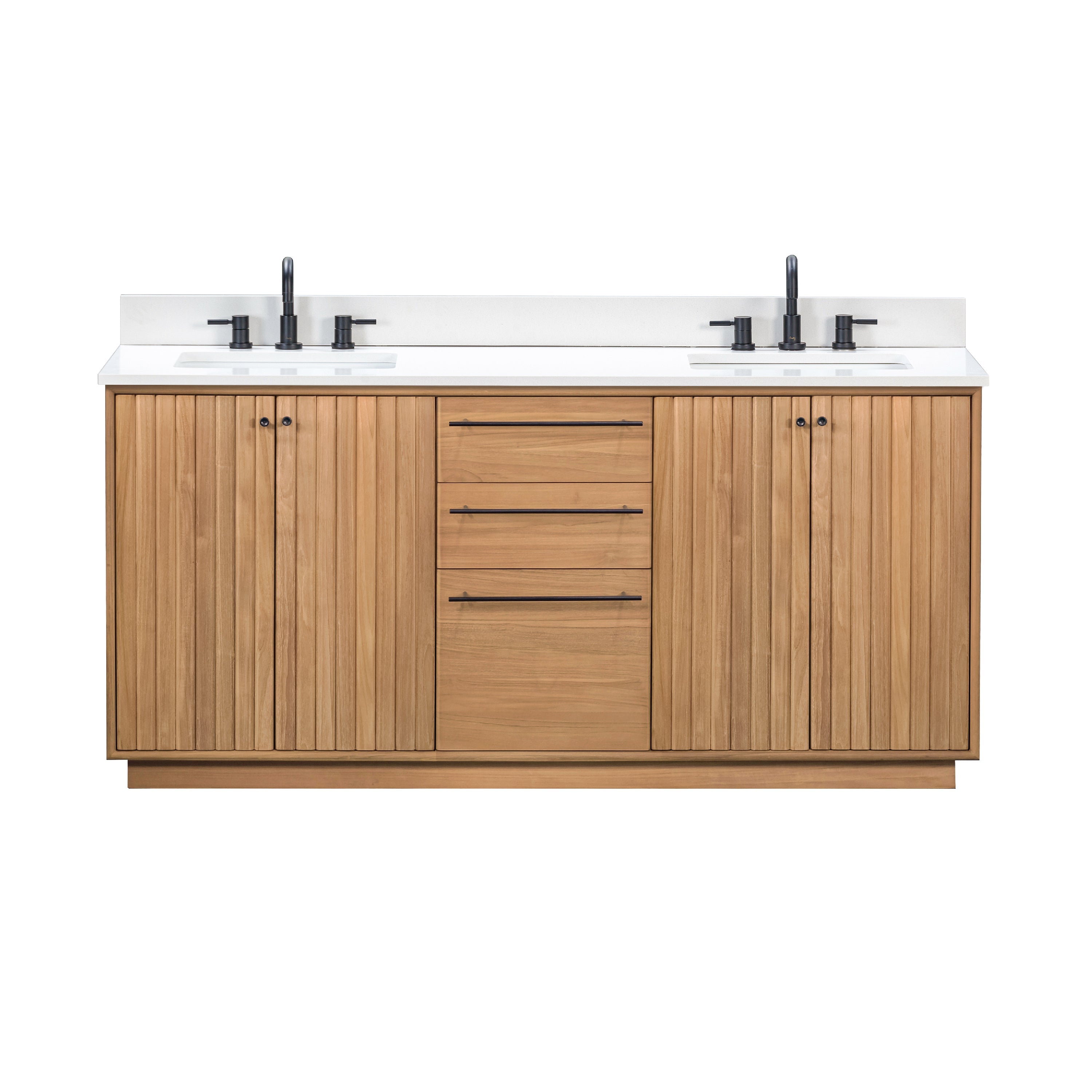 Avanity Parker 73 in. Double Sink Bathroom Vanity Set in Natural Teak