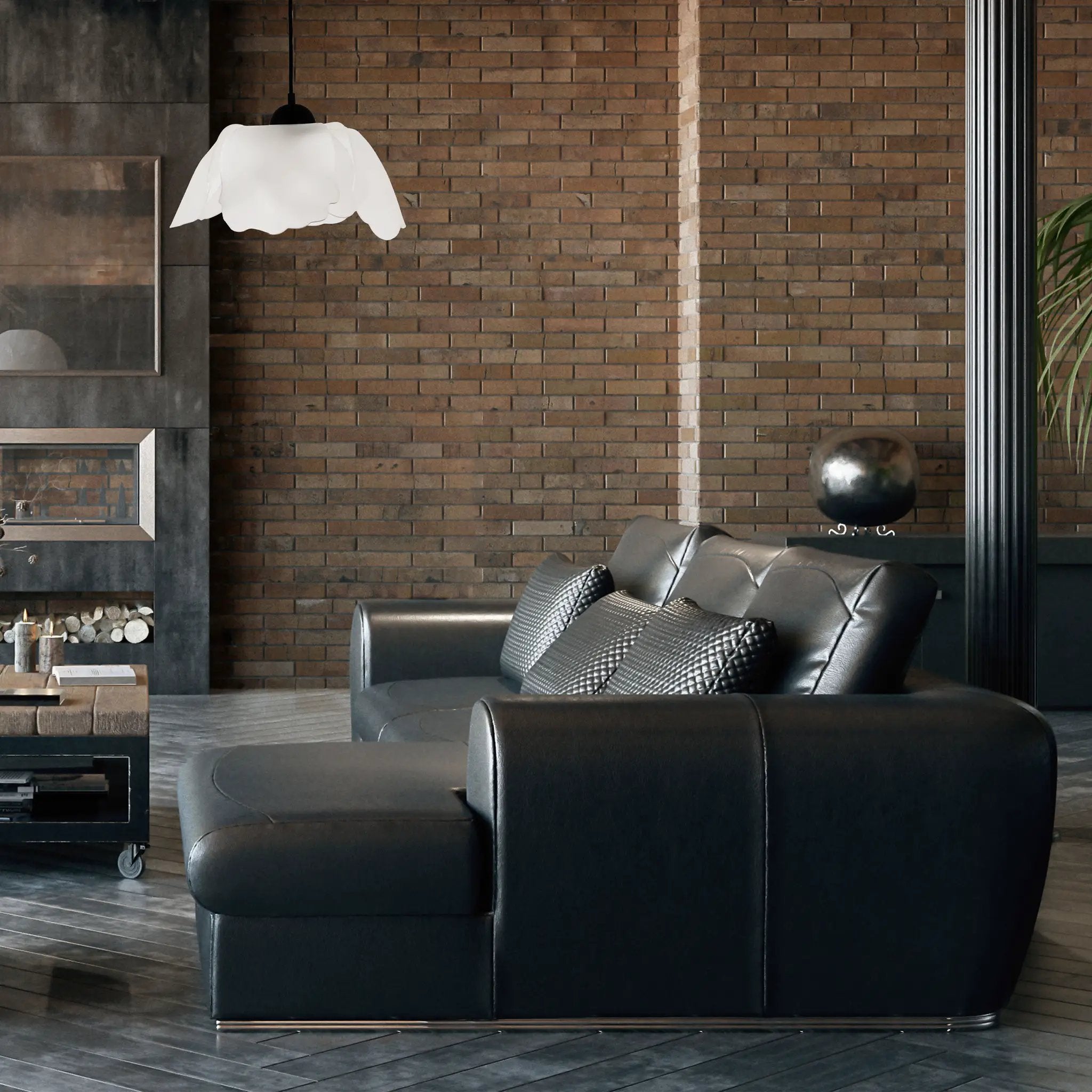 matte black with fr acrylic diffuser pendants