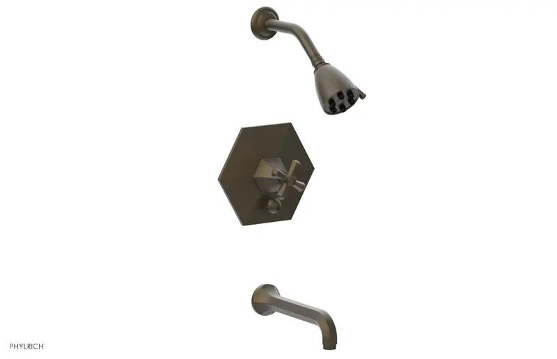 Phylrich LE VERRE & LA CROSSE Pressure Balance Tub and Shower Set - Cross Handle by Phylrich