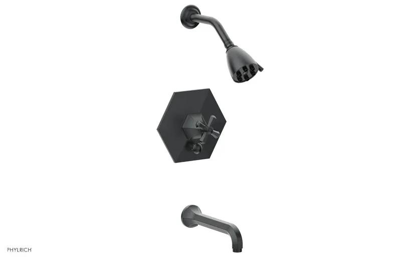 Phylrich LE VERRE & LA CROSSE Pressure Balance Tub and Shower Set - Cross Handle by Phylrich