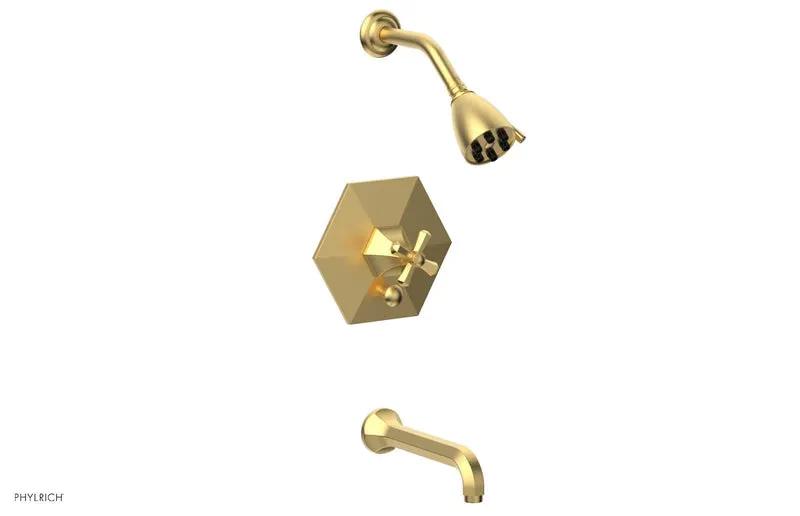 Phylrich LE VERRE & LA CROSSE Pressure Balance Tub and Shower Set - Cross Handle by Phylrich