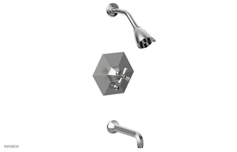 Phylrich LE VERRE & LA CROSSE Pressure Balance Tub and Shower Set - Cross Handle by Phylrich