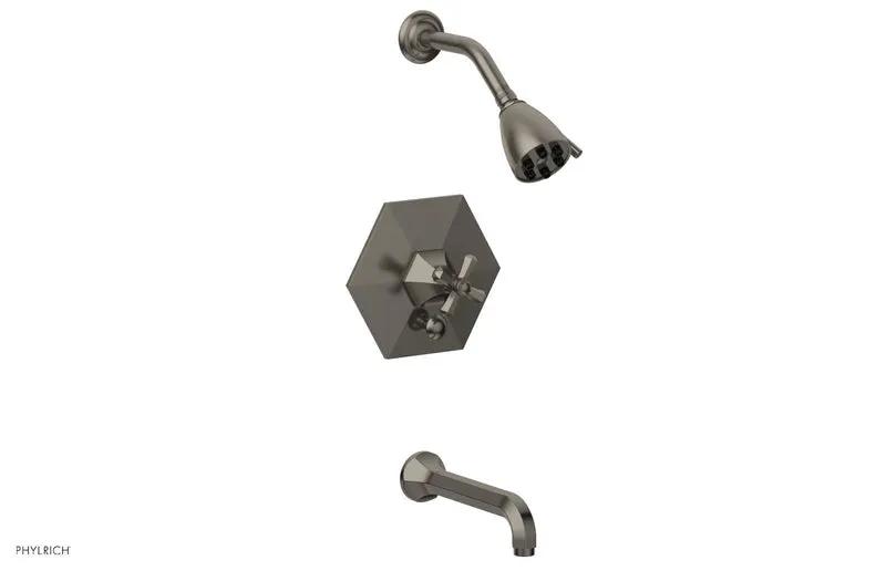 Phylrich LE VERRE & LA CROSSE Pressure Balance Tub and Shower Set - Cross Handle by Phylrich