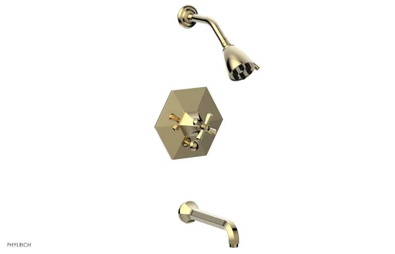 Phylrich LE VERRE & LA CROSSE Pressure Balance Tub and Shower Set - Cross Handle by Phylrich