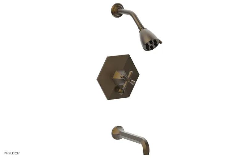 Phylrich LE VERRE & LA CROSSE Pressure Balance Tub and Shower Set - Cross Handle by Phylrich