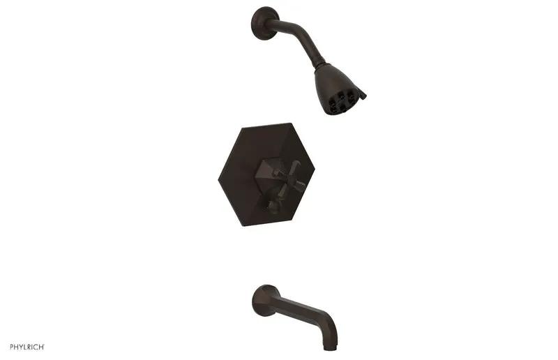 Phylrich LE VERRE & LA CROSSE Pressure Balance Tub and Shower Set - Cross Handle by Phylrich