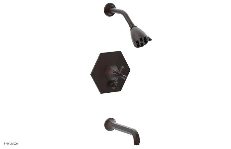 Phylrich LE VERRE & LA CROSSE Pressure Balance Tub and Shower Set - Cross Handle by Phylrich