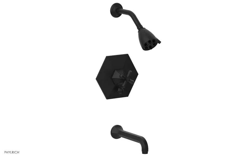 Phylrich LE VERRE & LA CROSSE Pressure Balance Tub and Shower Set - Cross Handle by Phylrich
