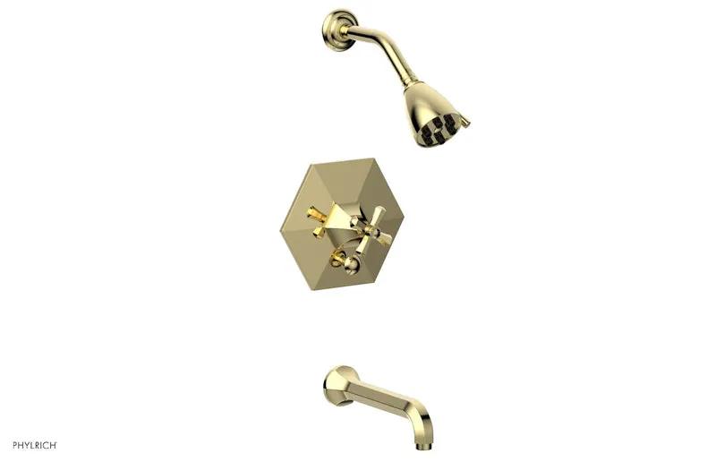 Phylrich LE VERRE & LA CROSSE Pressure Balance Tub and Shower Set - Cross Handle by Phylrich