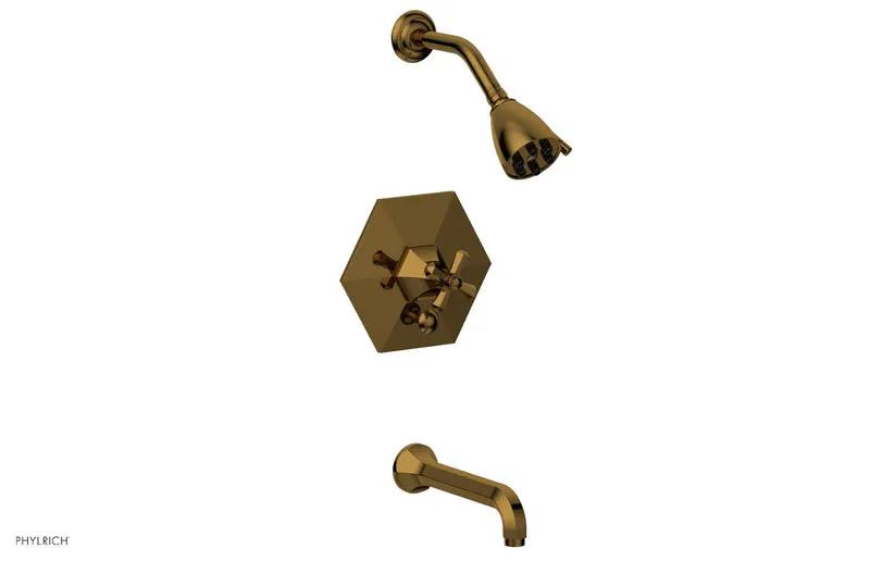 Phylrich LE VERRE & LA CROSSE Pressure Balance Tub and Shower Set - Cross Handle by Phylrich