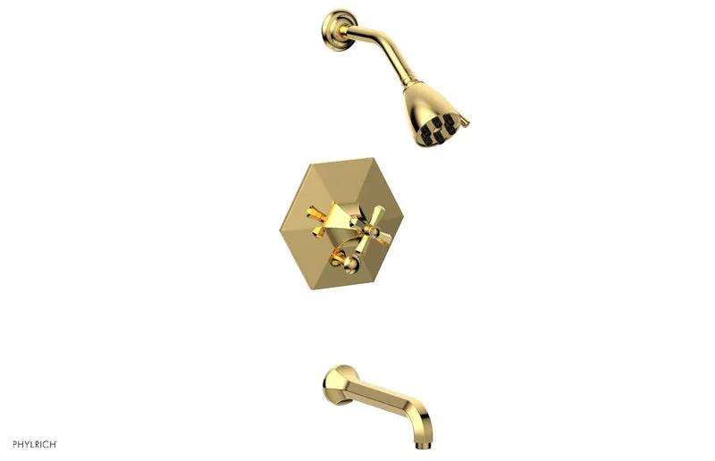 Phylrich LE VERRE & LA CROSSE Pressure Balance Tub and Shower Set - Cross Handle by Phylrich