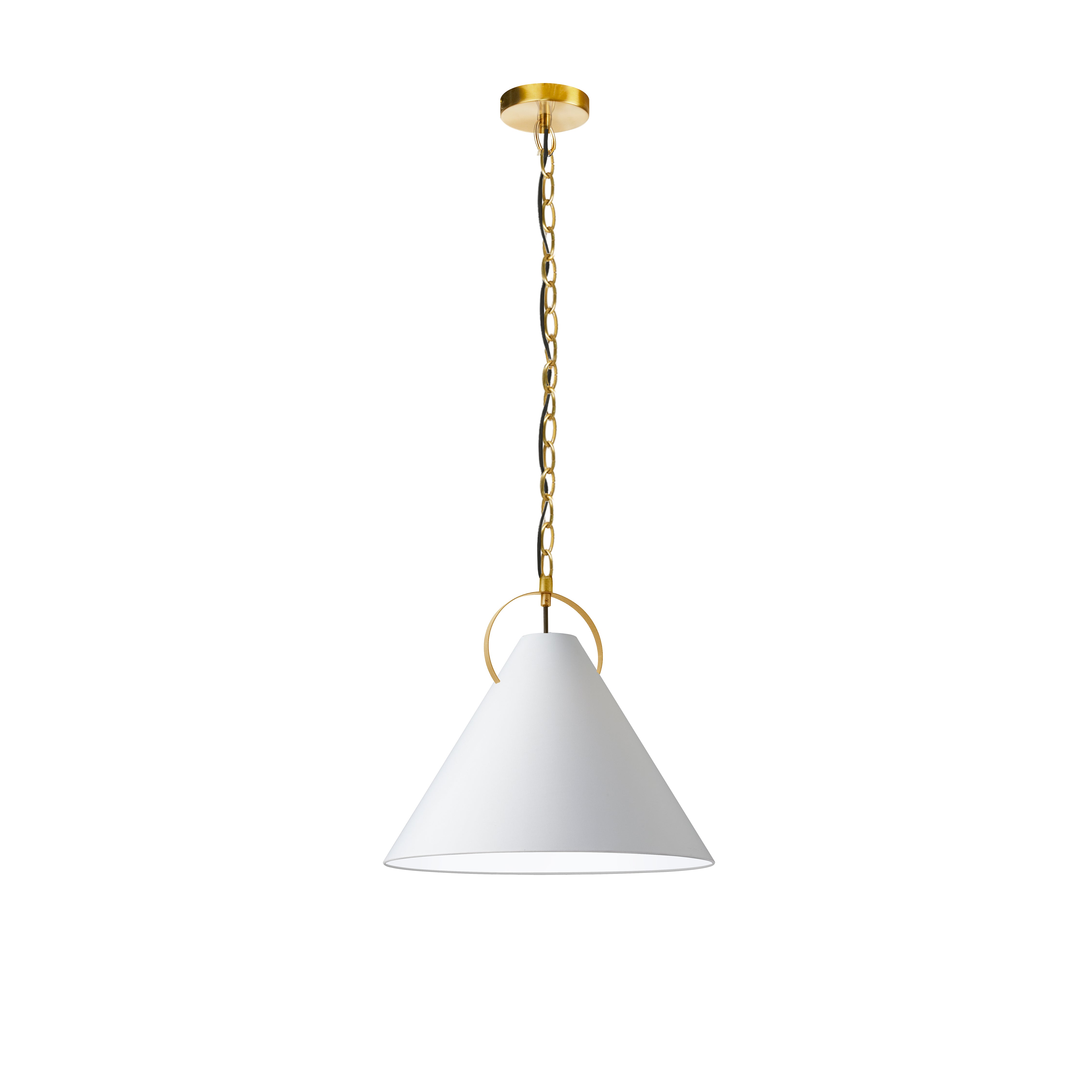 aged brass with white shade pendants