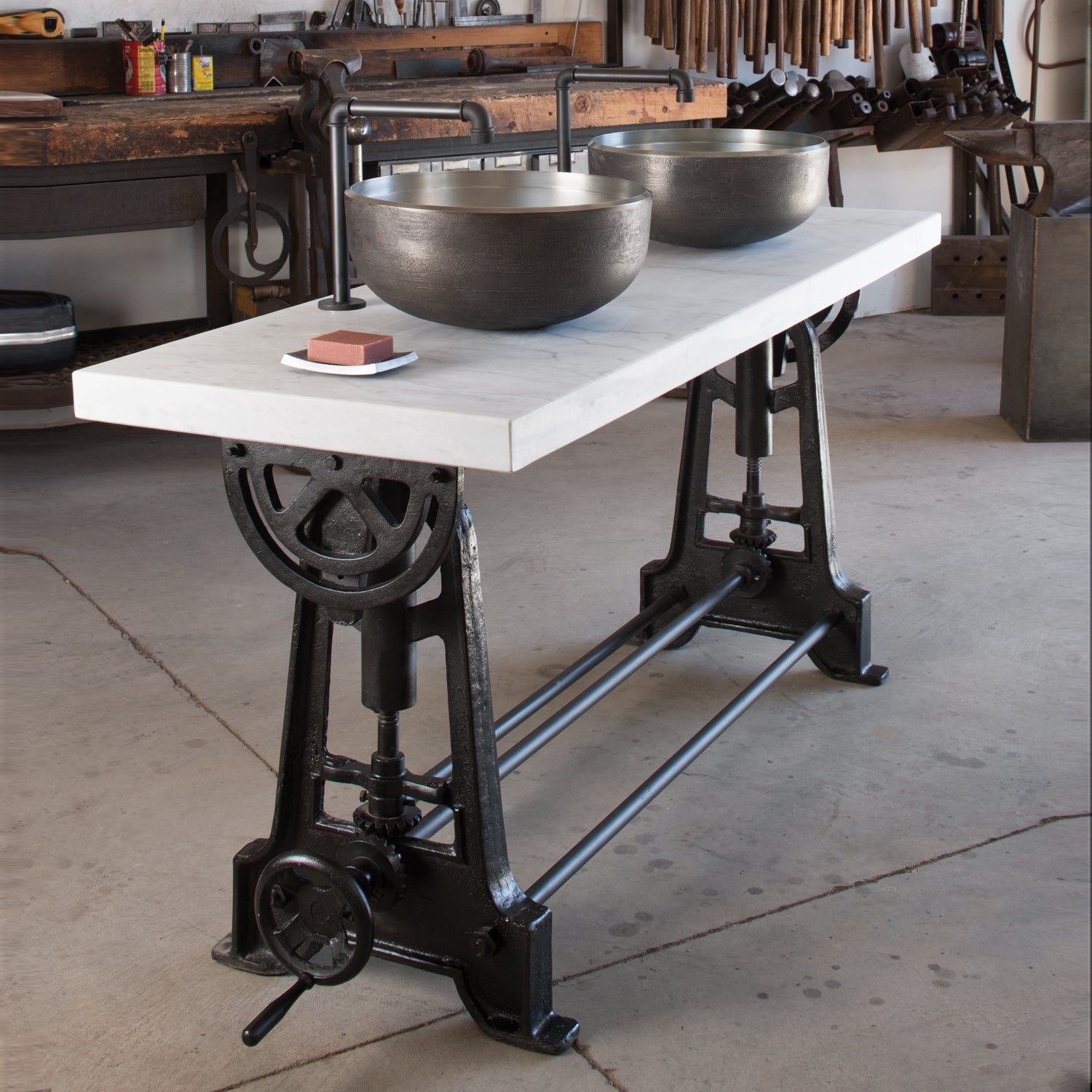 cast iron/luna bianca console
