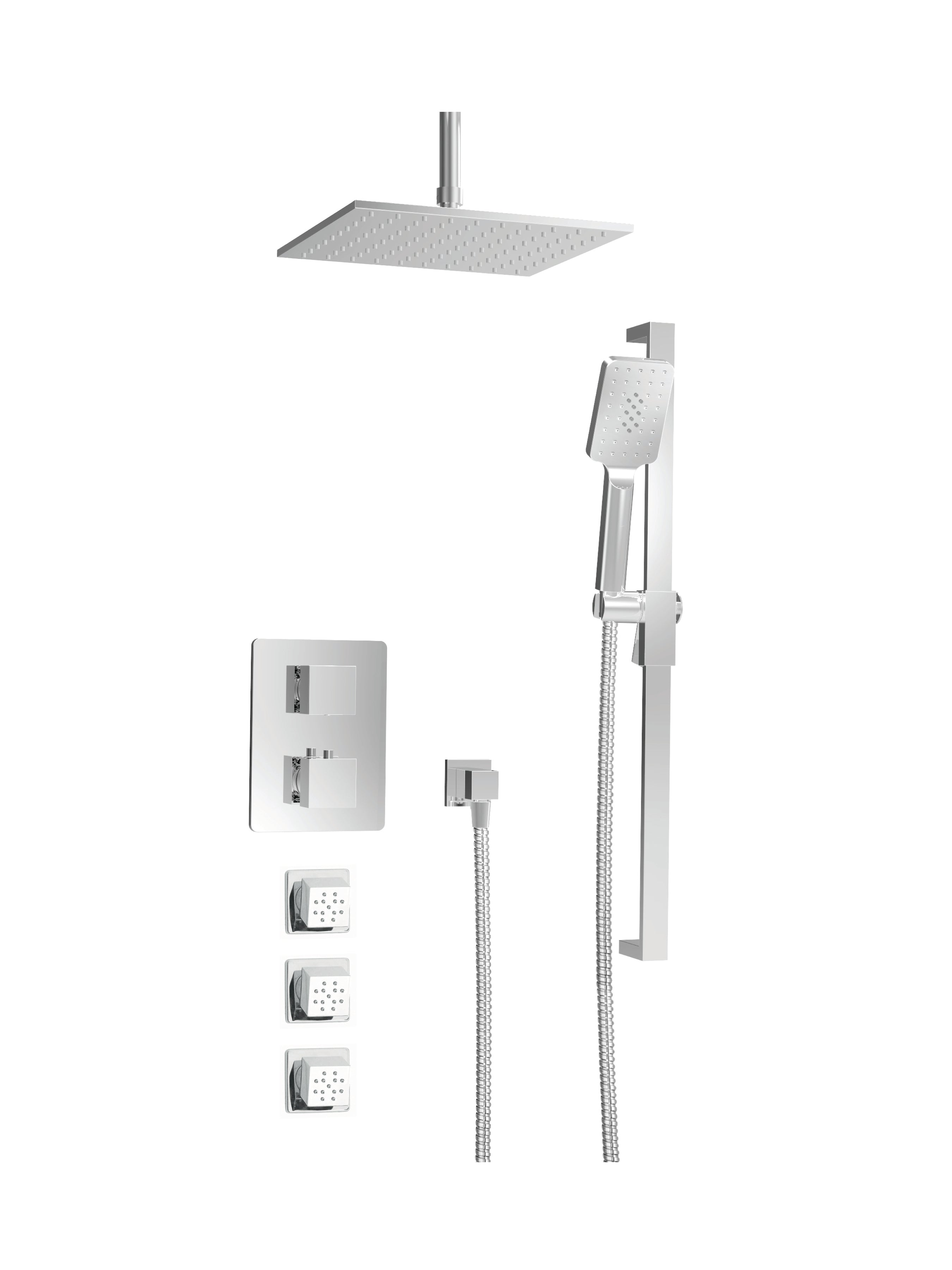 chrome thermostatic shower kit