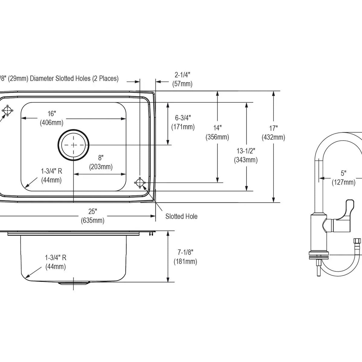 brushed satin classroom sink