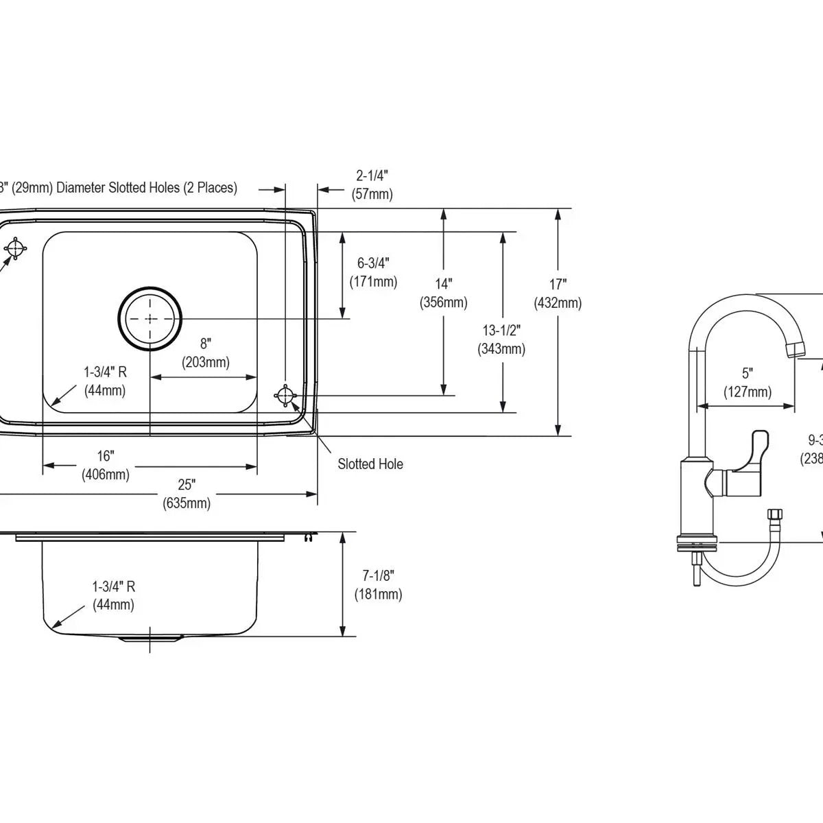 brushed satin classroom sink