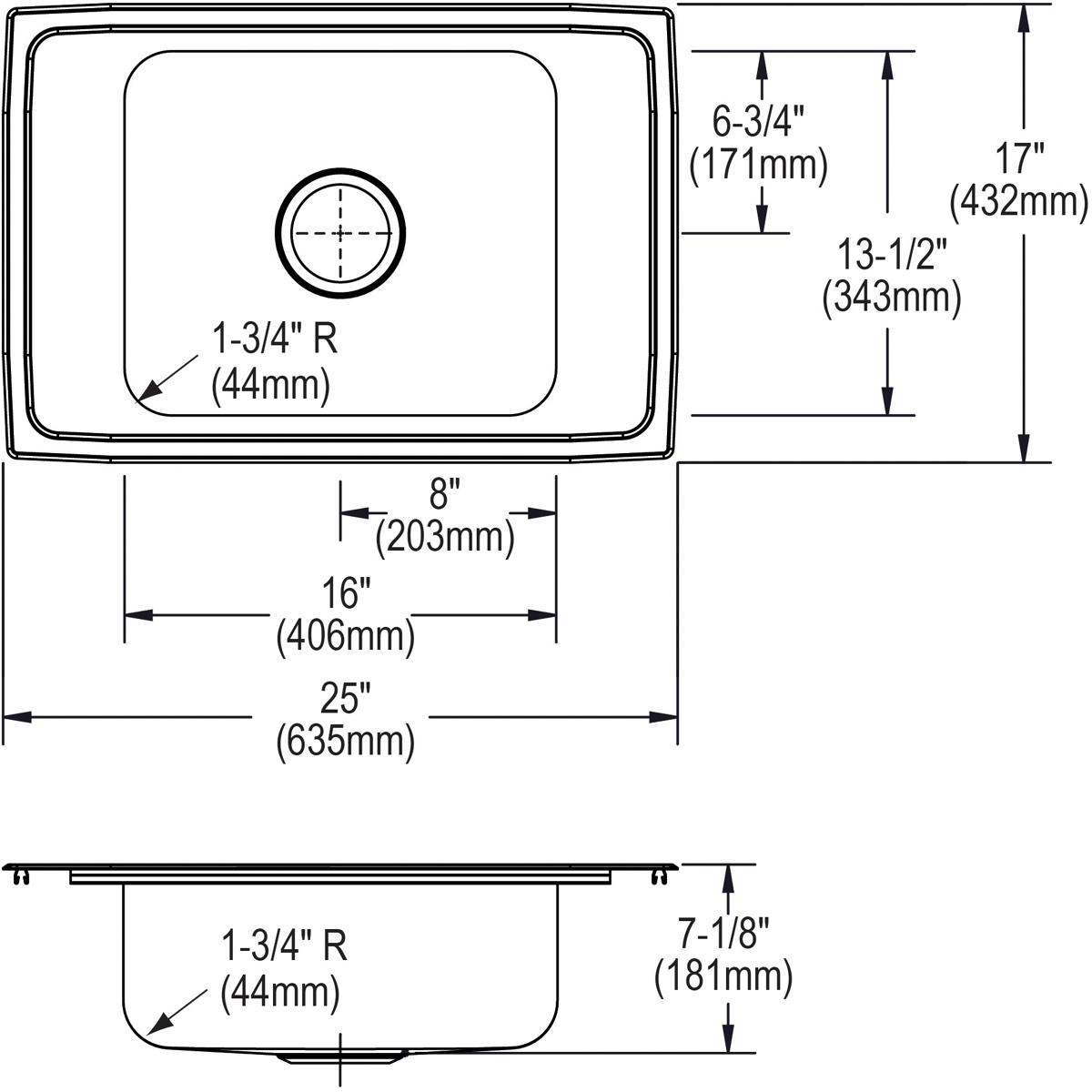 brushed satin classroom sink
